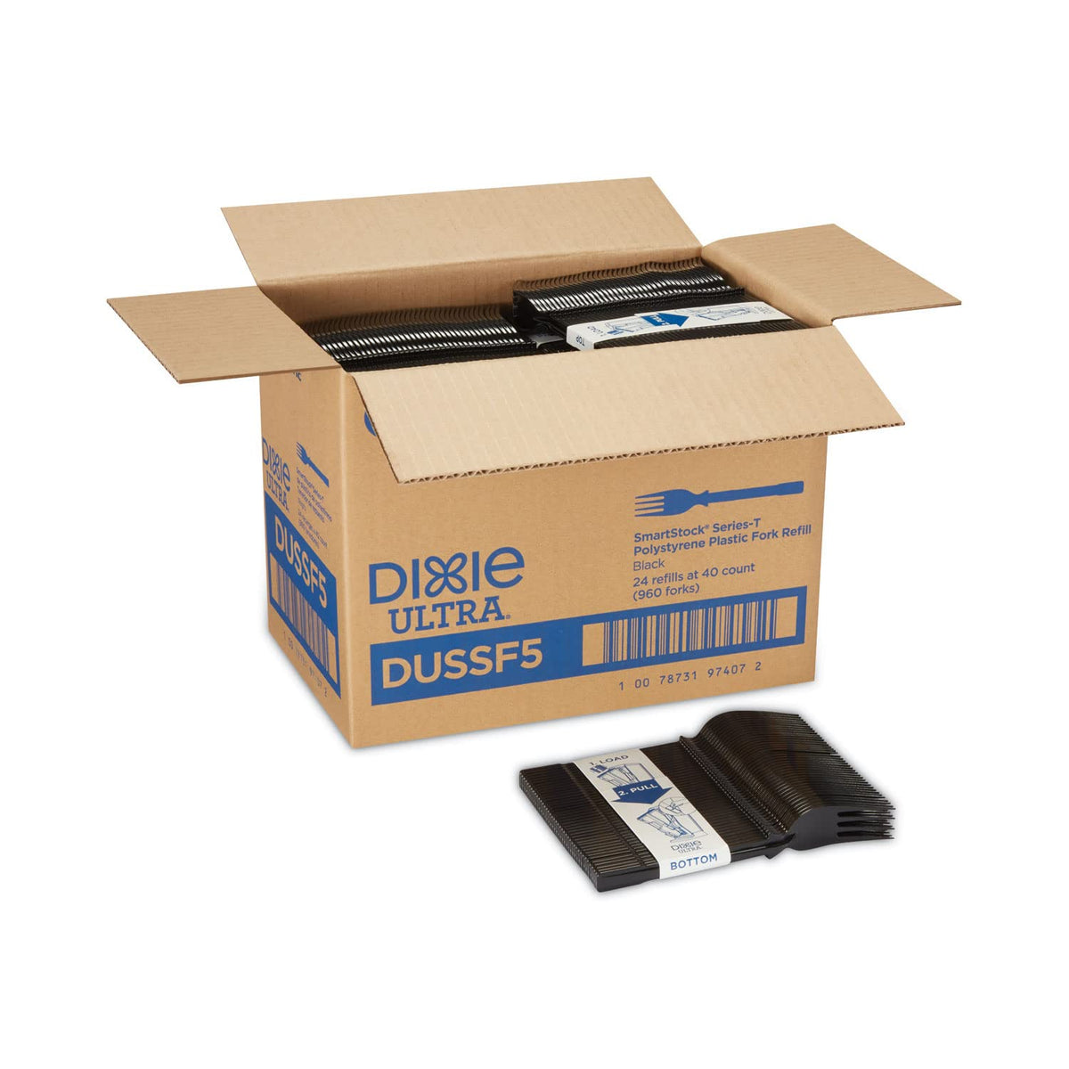 Dixie Ultra Dussf5 Polystyrene Fork Refill, Black, 960/Carton