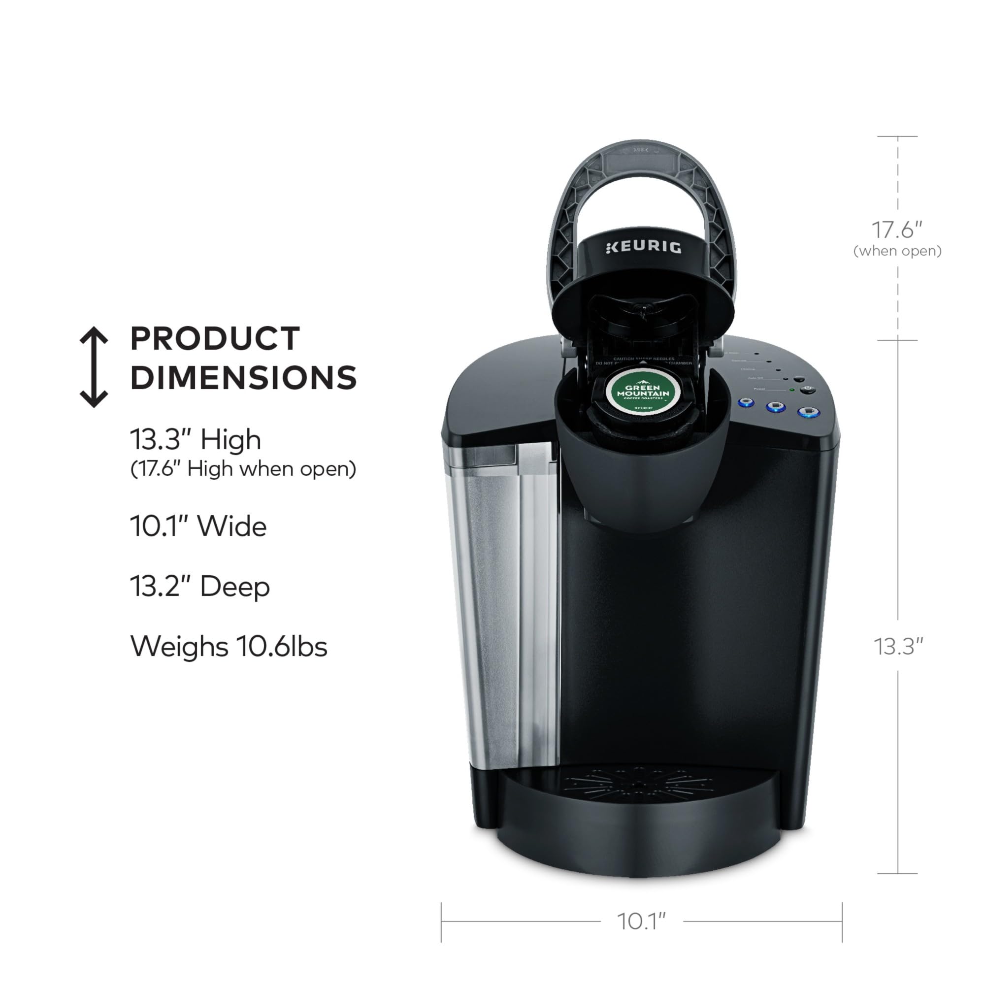 Keurig K-Classic Coffee Maker K-Cup Pod, Single Serve, Programmable, 6 To 10 Oz. Brew Sizes, Black