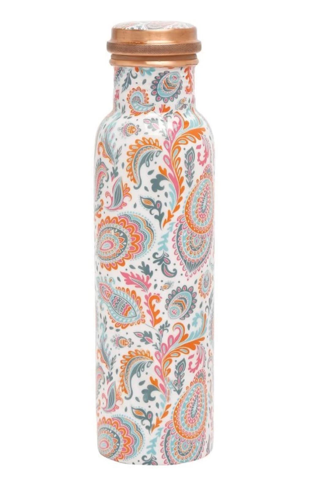 Kc Pure Copper Designer Water Bottle | Leak Proof Protection | Ayurveda And Yoga Health Benefits (1000Ml, Meena Pink Design, Pac