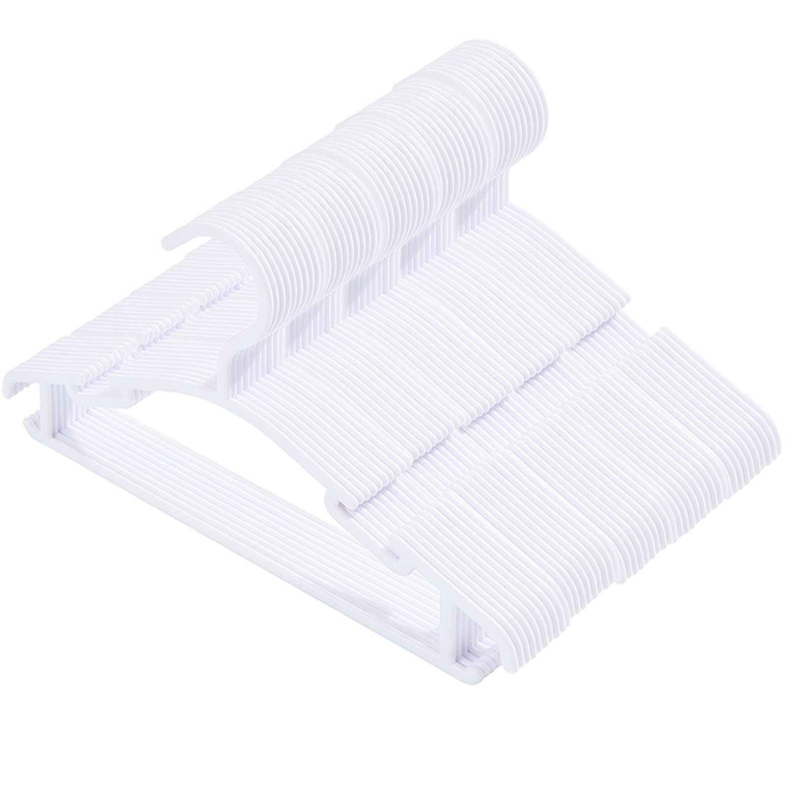 Viibase 50 Pack White Baby Nursery Closet Hangers, Anti-Slip Laundry Infant Pant Hanger For Newborn Clothes Gift, Ultra-Thin Pla