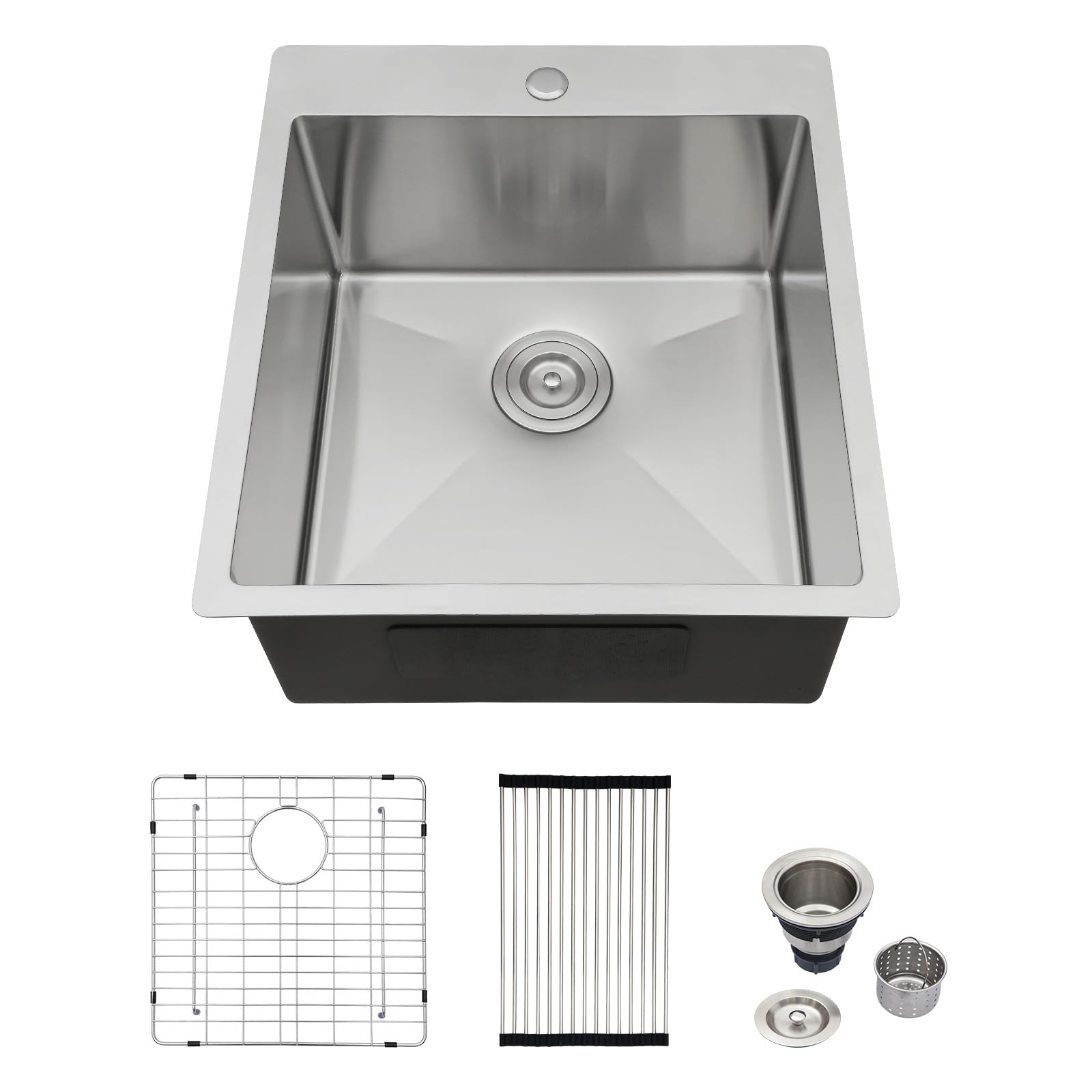 Logmey 18 Drop In Bar Sink Topmount 18x18 Inch Drop In Handmade Small Bar Sinks Stainless Steel 16 Gauge Single Bowl Kitchen Sin