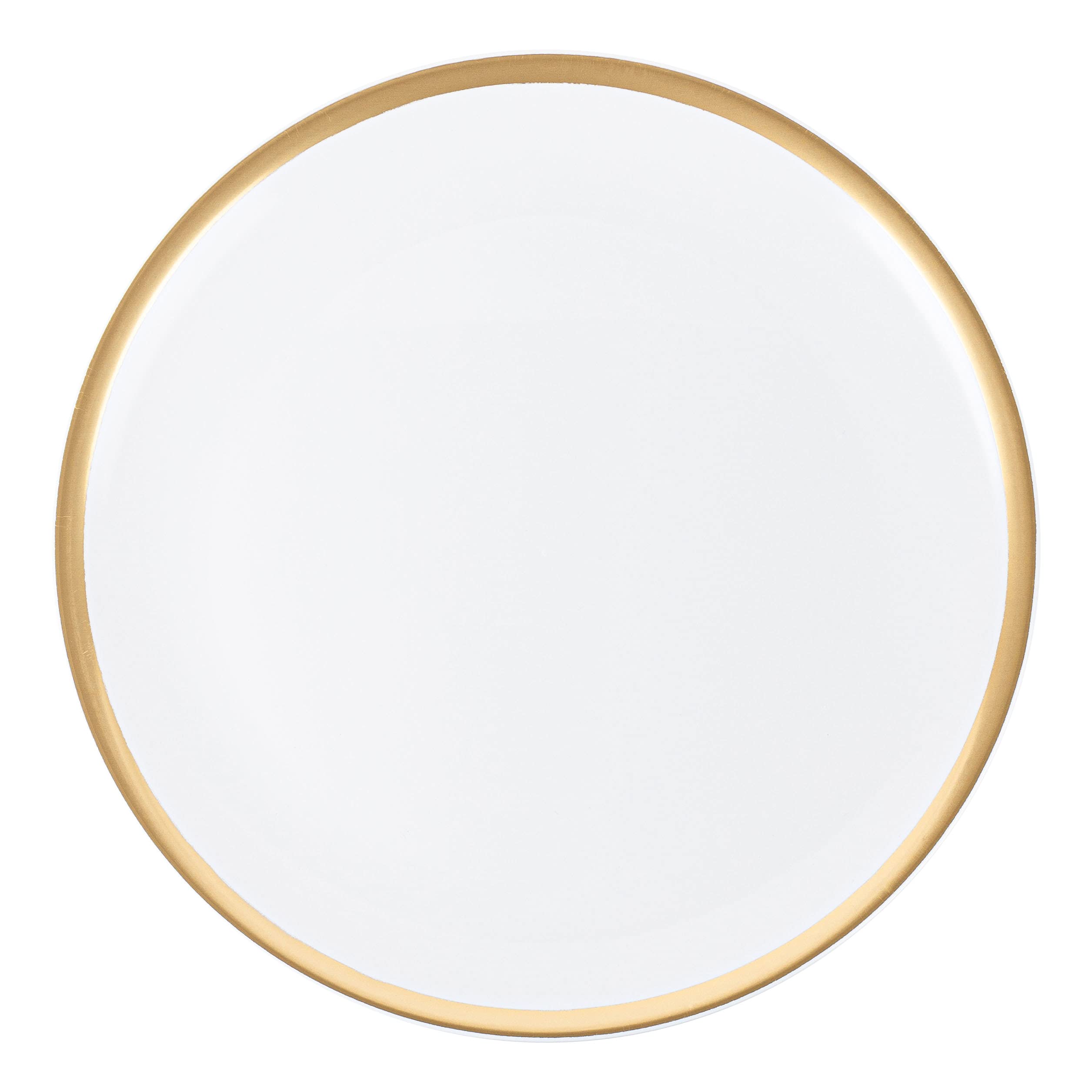 Plasticpro Plastic Serving Trays - Round Serving Platters With Gold Rim 14X14 Disposable Party Dishpack Of 2