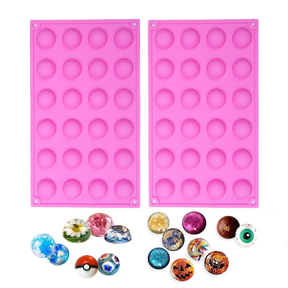 Baker Depot Small Dome Silicone Mold For Cake Decorating Candy Chocolate Mould Semicircle Handmade Resin Craft Mould (Round 24 H