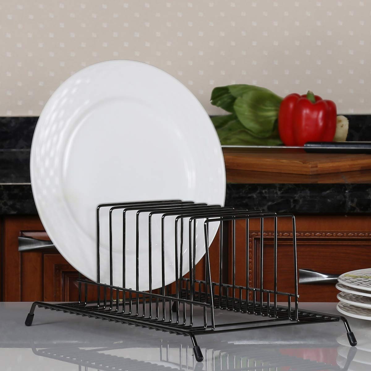Home Centre Gravel Stainless Steel Plate Rack  Black