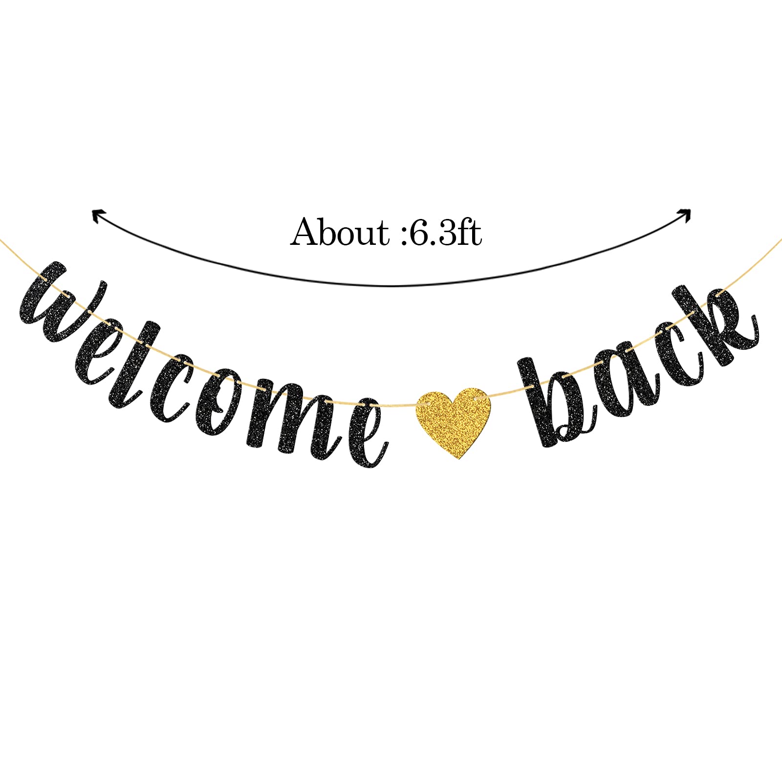Webenison Glitter Welcome Back Banner, Returning Home Party Supplies, Happy Retirement Sign, Welcome Home Theme, Back To School