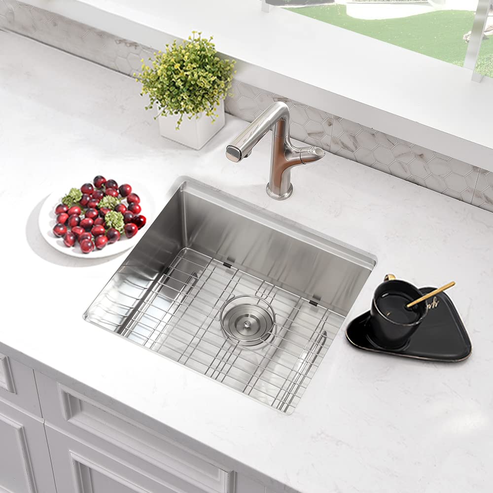 Boomhoze 21 Inch Undermount Bar Sink, 21X18 Undermount Kitchen Sink 16 Gauge Stainless Steel Outdoor Kitchen Sink Small Bar Sink
