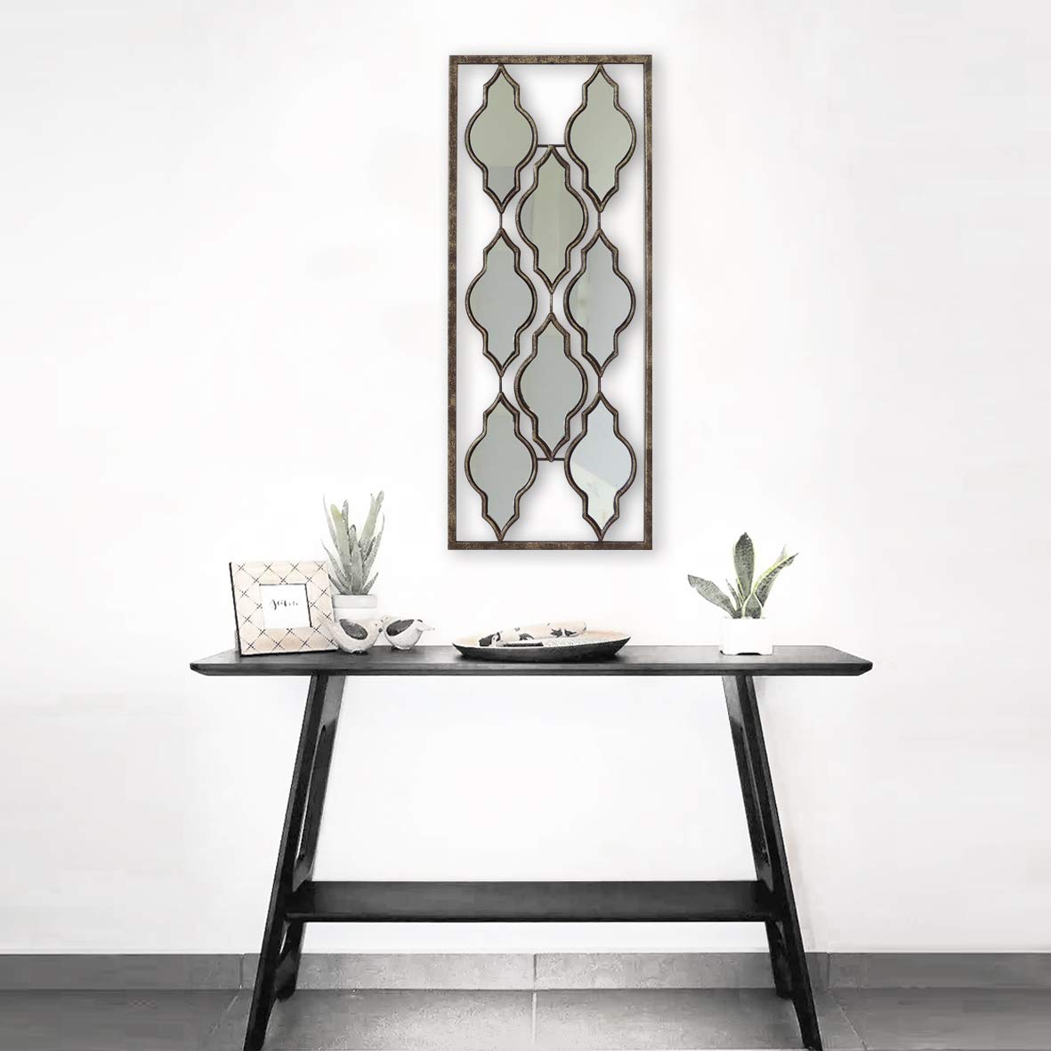 All American Collection New Aluminum/Metal Wall Decor with Frame 10x24 (Moroccan Mirrors)