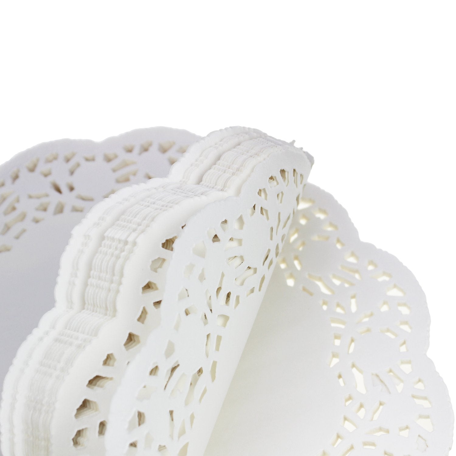 Ljy 100 Pieces White Lace Round Paper Doilies Cake Packaging Pads Wedding Tableware Decoration (13.5 Inch)