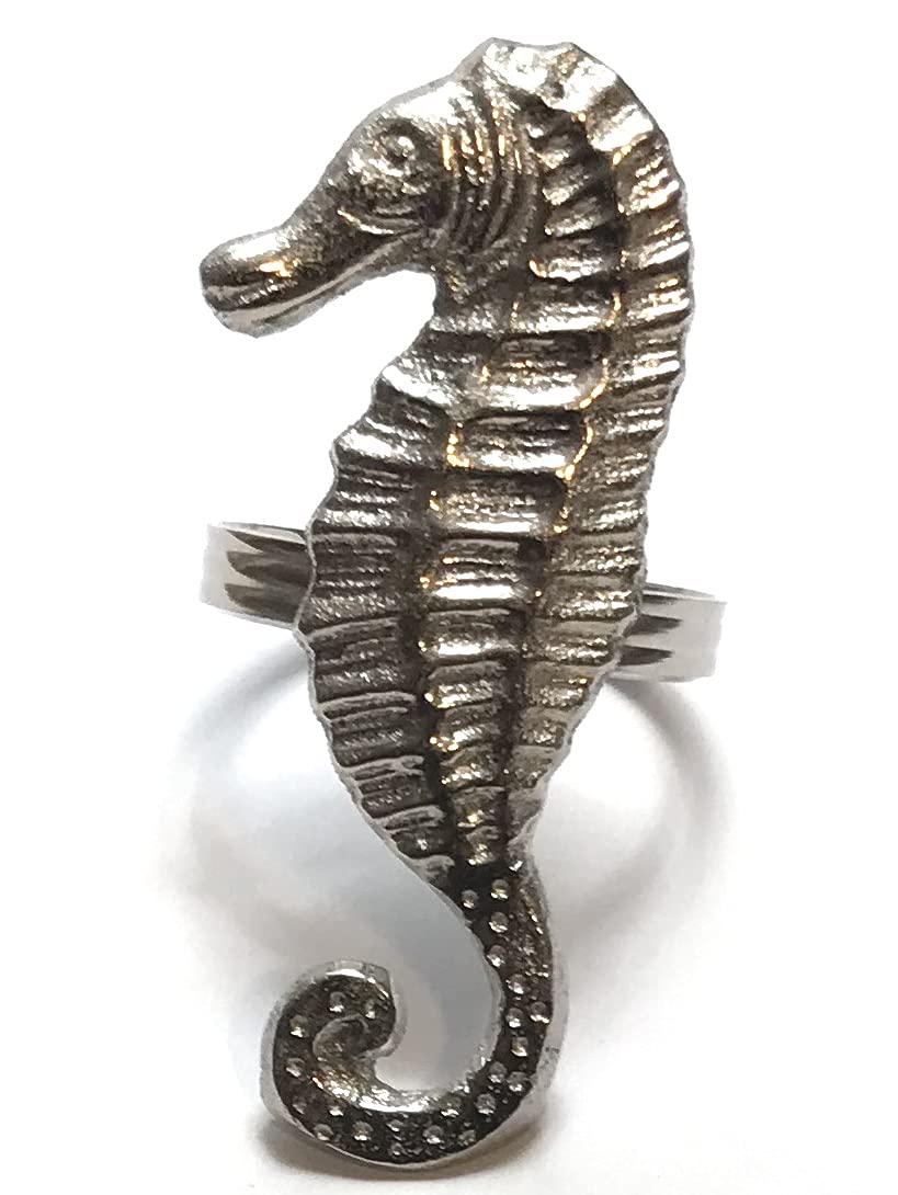 Nautical Napkin Rings, Set Of 4 Seahorse Sea Horse Shaped Napkin Rings For Cloth Napkins In Elegant Silver Finish