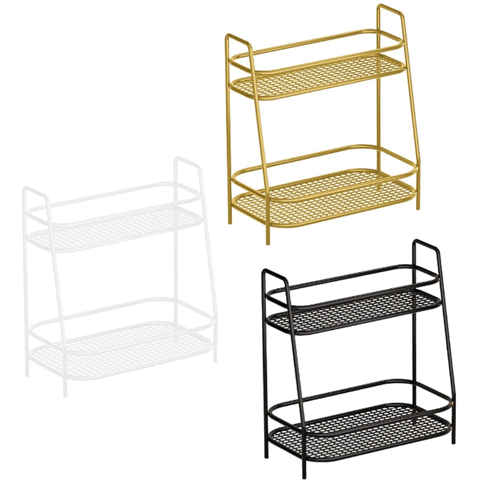Merishopp 2 Tier Spice Storage Rack Home Countertop Freestanding Kitchen Cabinet Shelf White