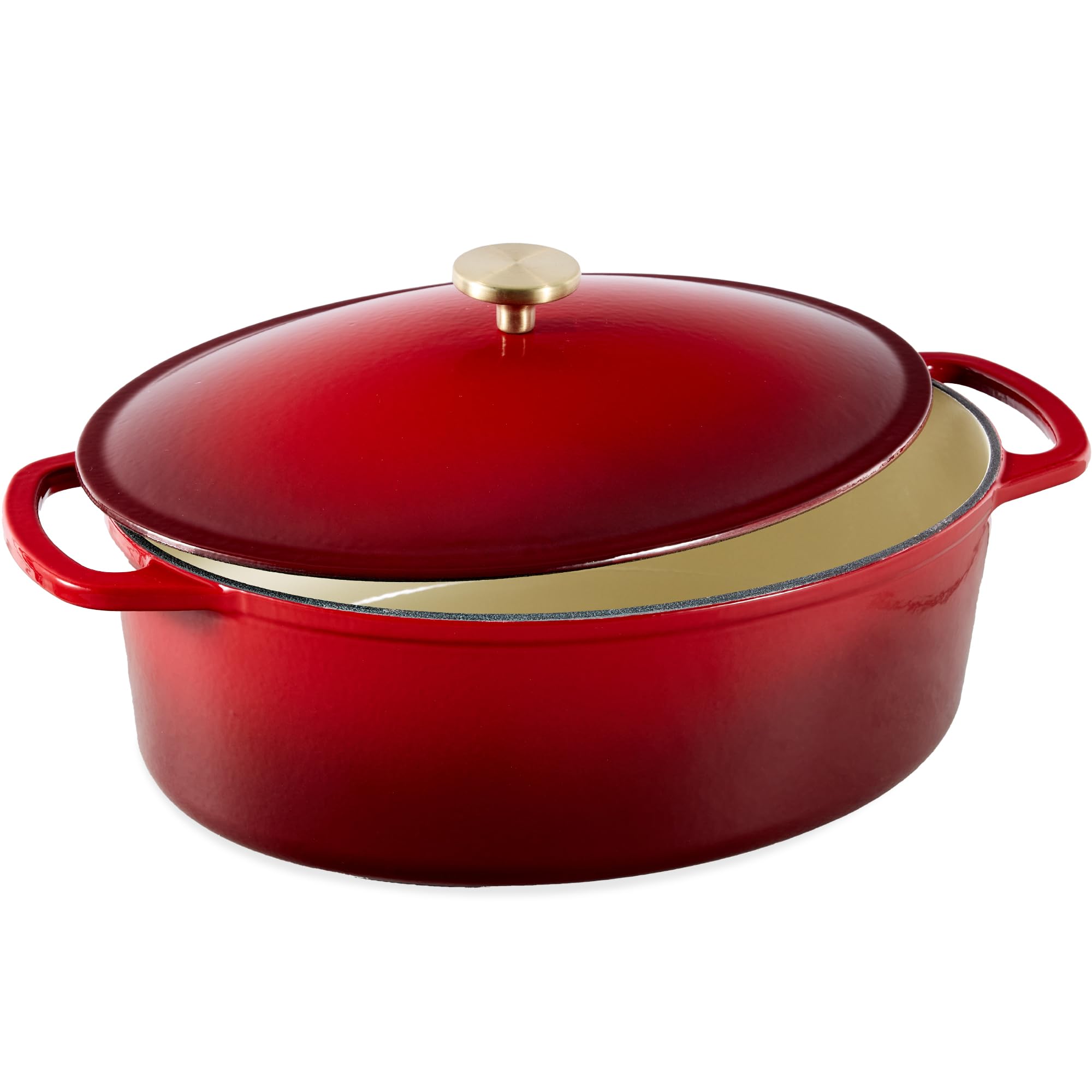 Best Choice Products Oval 7.5 Quart Enamel Cast-Iron Dutch Oven, Heavy-Duty Pre-Seasoned for Baking, Cooking w/Side Handles - Re