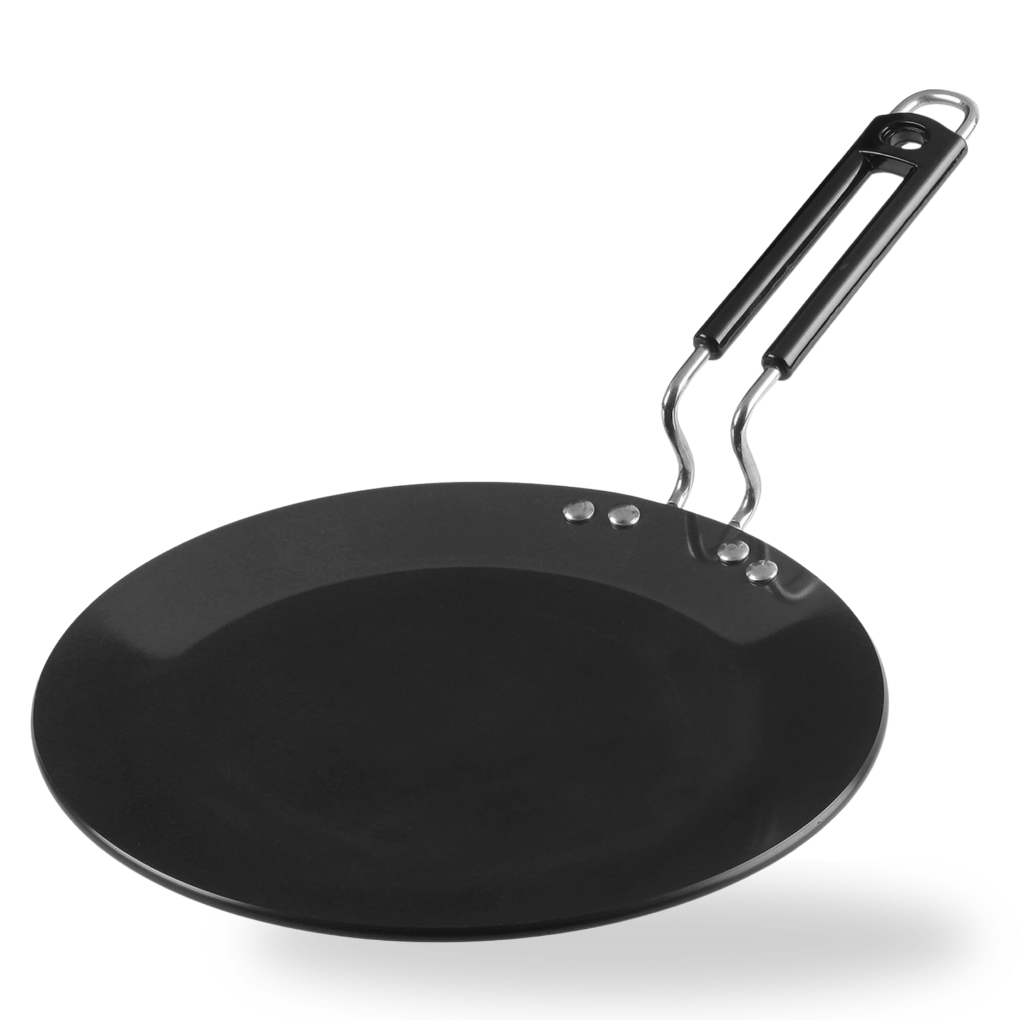Vinod Black Pearl Hard Anodised Tawa - 30 Cm | 5.25Mm Thickness | Metal Spoon Friendly | Riveted Sturdy Handle | Long Lasting Ro