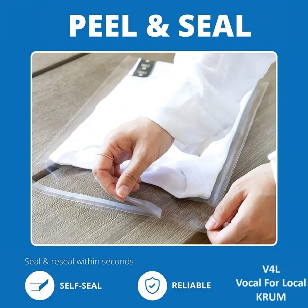 Sonu Sports Co. Sports Goods Plastic Seal Self Adhesive Packing Clear Bag Transparent Pouches For Garments Clothes Saree Shirt,