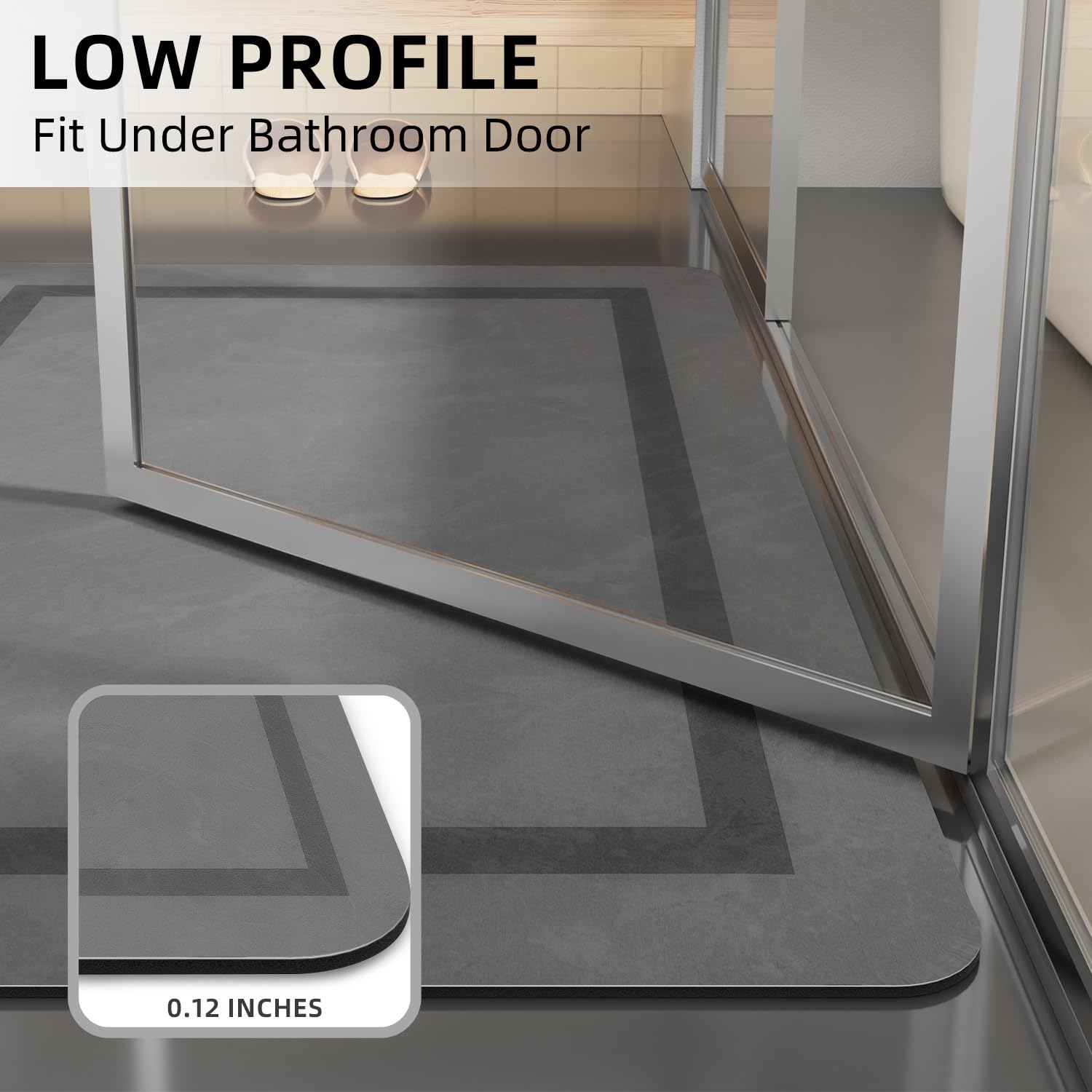 Chakme Quick Dry Bath Mat, Ultra Thin Bath Mat Non Slip Absorbent Bath Mats For Bathroom Floor Mat Fit Under Door For Bathroom M