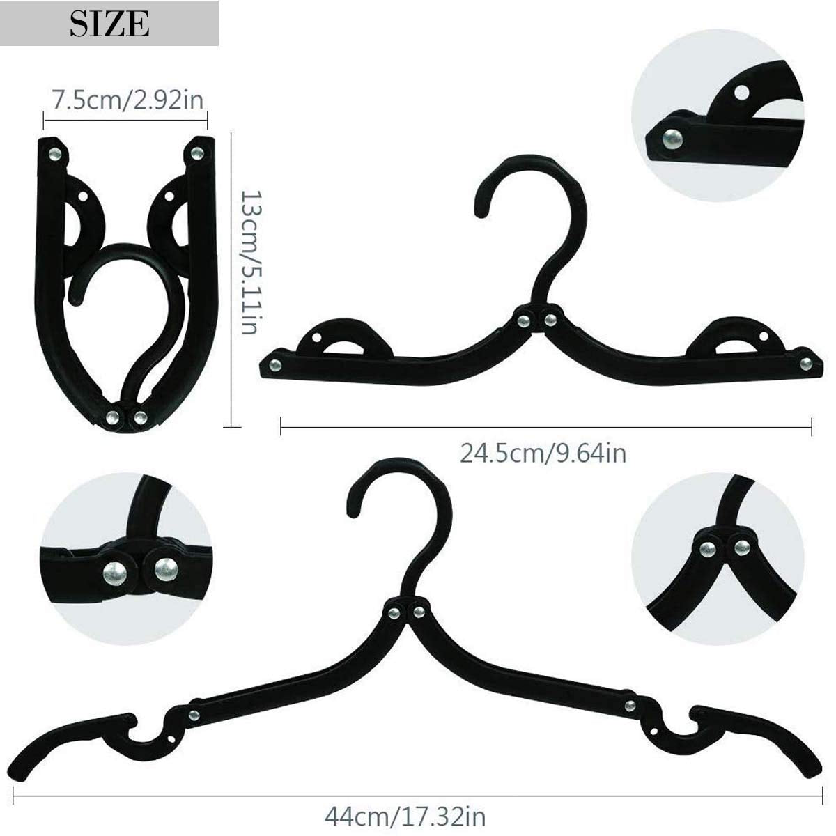 24 Pcs Travel Hangers Cruise Ship Essentials Portable Folding Clothes Hangers Travel Accessories Foldable Clothes Drying Rack (B