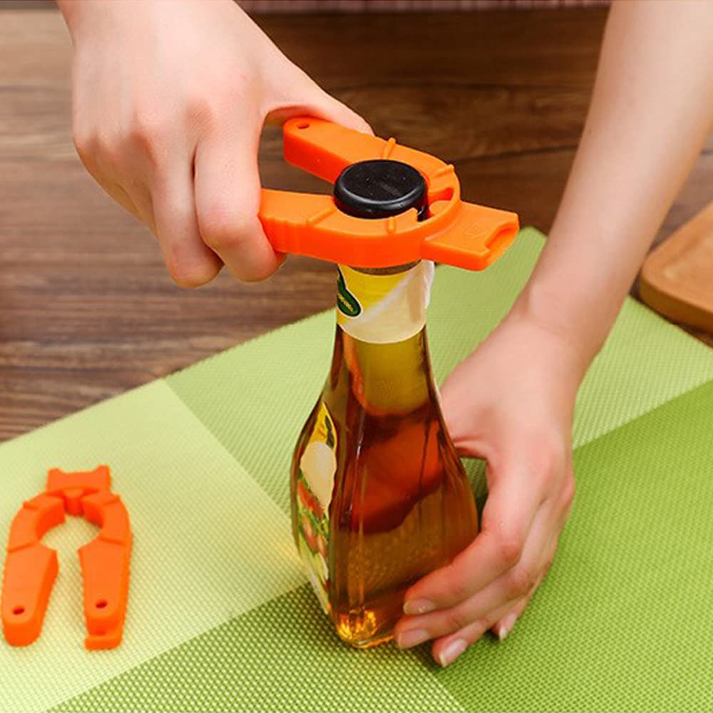 4 Pack Multifunctional Kitchen Bottle Opener Adjustable Easy Grip Bottle Jar Opener Orange Can Opener Use For Elderly Weak Hands