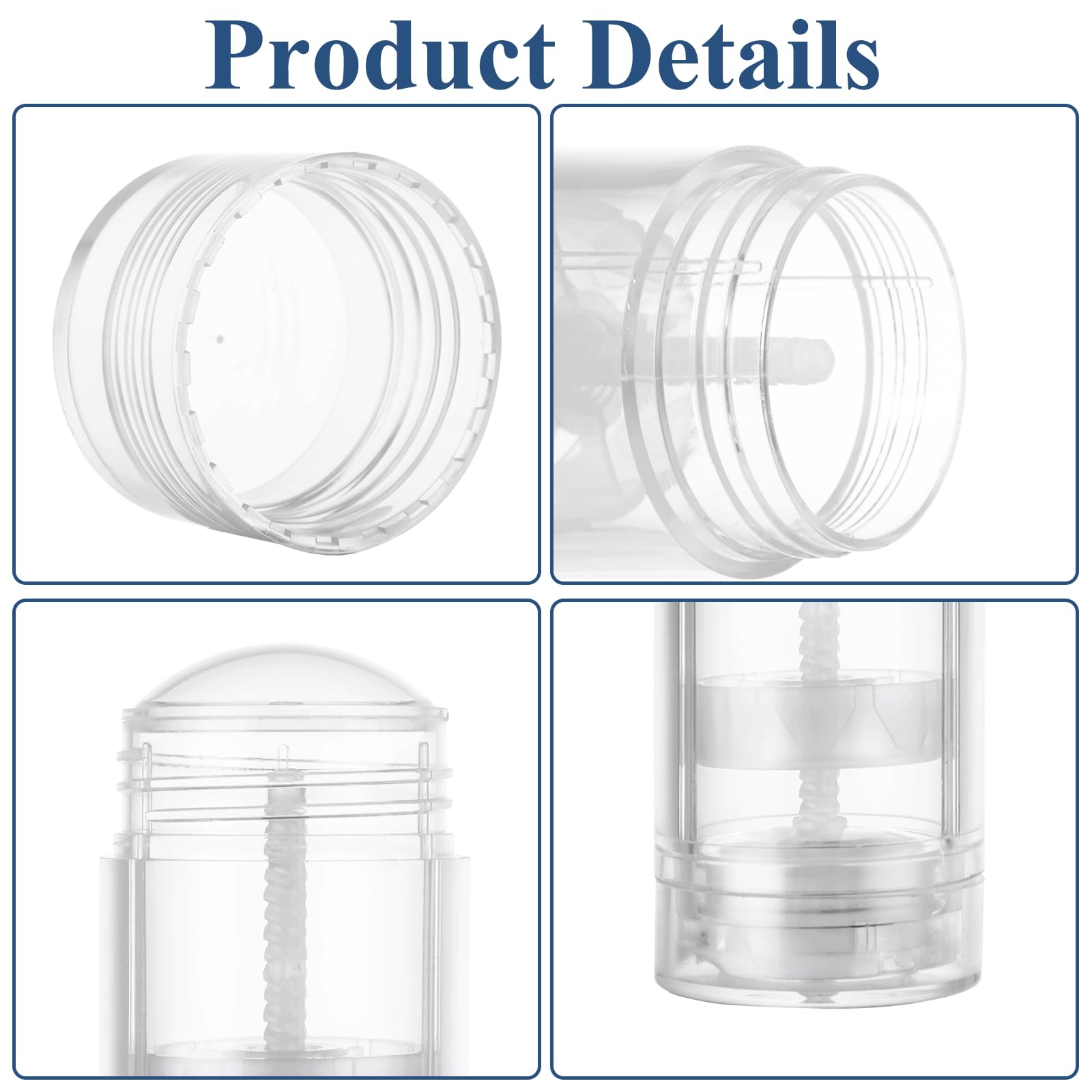 Eatheaty 12 Pcs 30Ml/1Oz Empty Deodorant Containers Refillable Bottom, Clear Twist Up Deodorant Bottles Round Lip Balm Tubes For