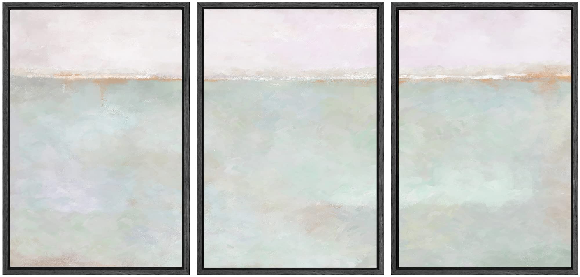 Signwin Framed Canvas Print Wall Art Set Grunge Multicolor Pastel Landscape Shapes Abstract Illustrations Modern Art Decorative