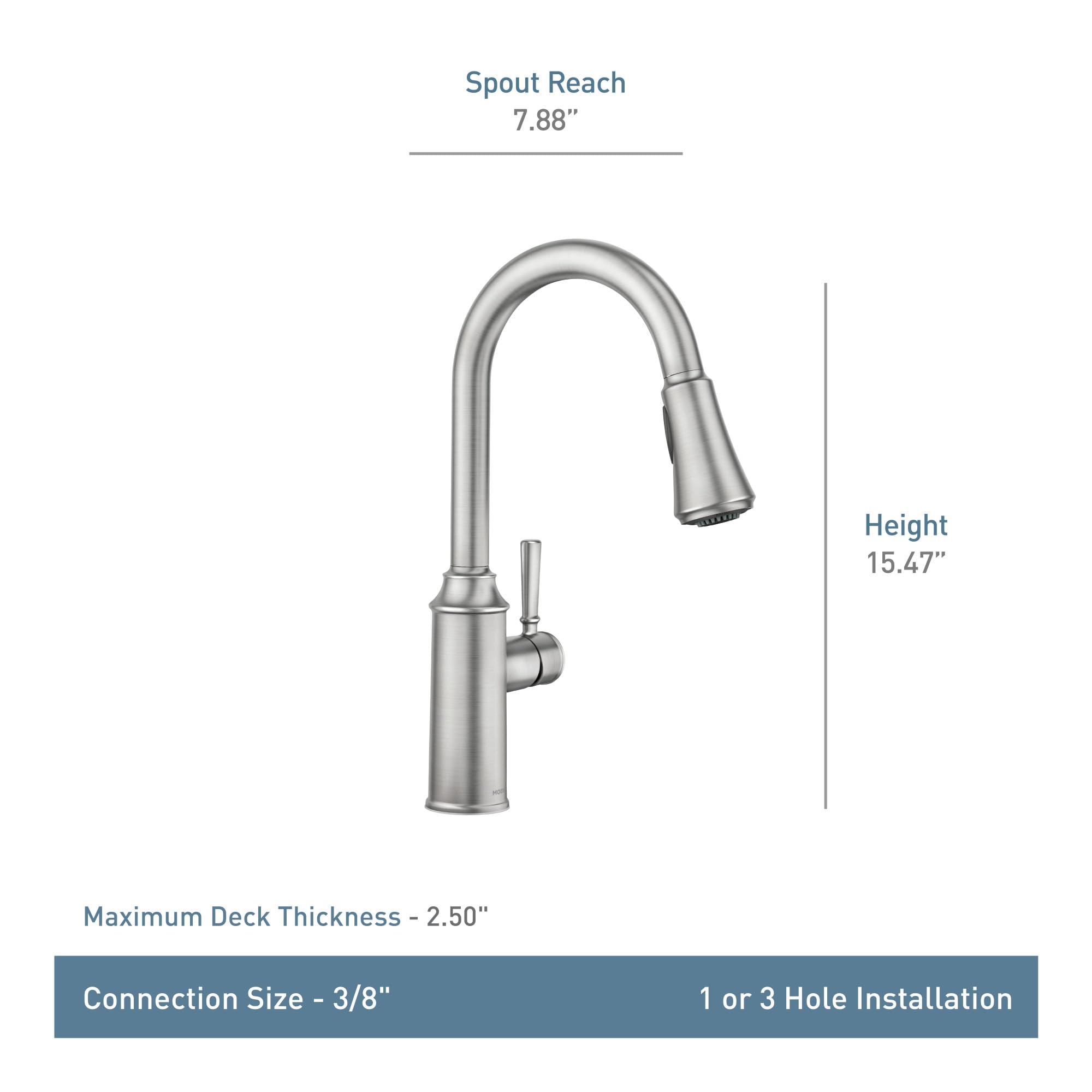Moen Conneaut Spot Resist Stainless One-Handle High Arc Kitchen Sink Faucet With Power Boost For A Faster Clean, Kitchen Faucet