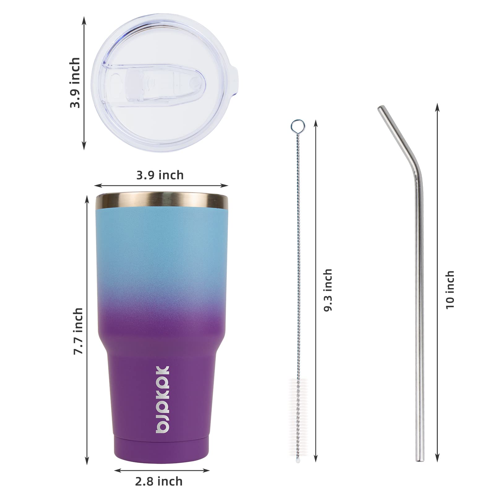 Bjpkpk 30Oz Color Block Tumbler With Lid And Straw,Stainless Steel Double Wall Vacuum Insulated Tumblers,Ocean Dream