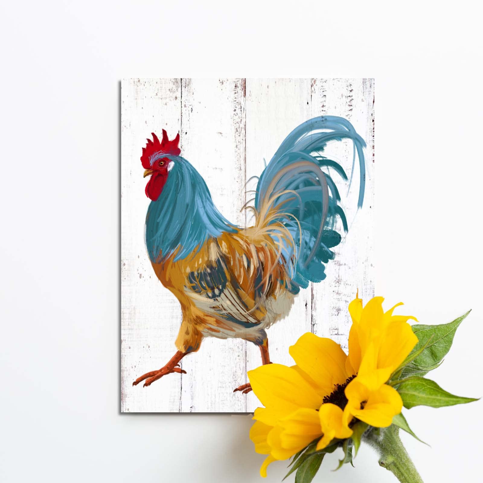 Rooster Kitchen Canvas Wall Art: Rustic Farmhouse Painting Poster - Chicken Artwork Decoration For Home Living Room Bedroom, Fra