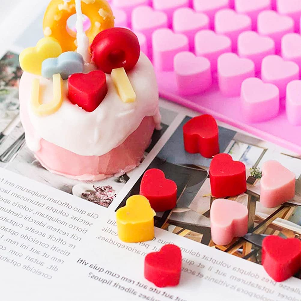 Rotdam Heart Silicone Mold Mini Heart Shaped Candy Mould 2Pcs Non-Stick Chocolate Gummy Jelly Ice Cube Tray Silicone Mold For Wa