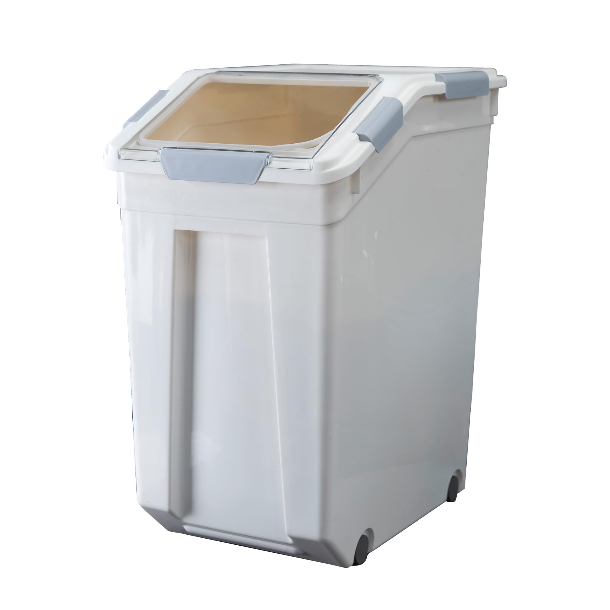 HANAMYA 33 Liter / 50 lbs Rice Storage Container with Measuring Cup, BPA free, For Rice | Grain | Pet Food | Flour, 1 count, Whi