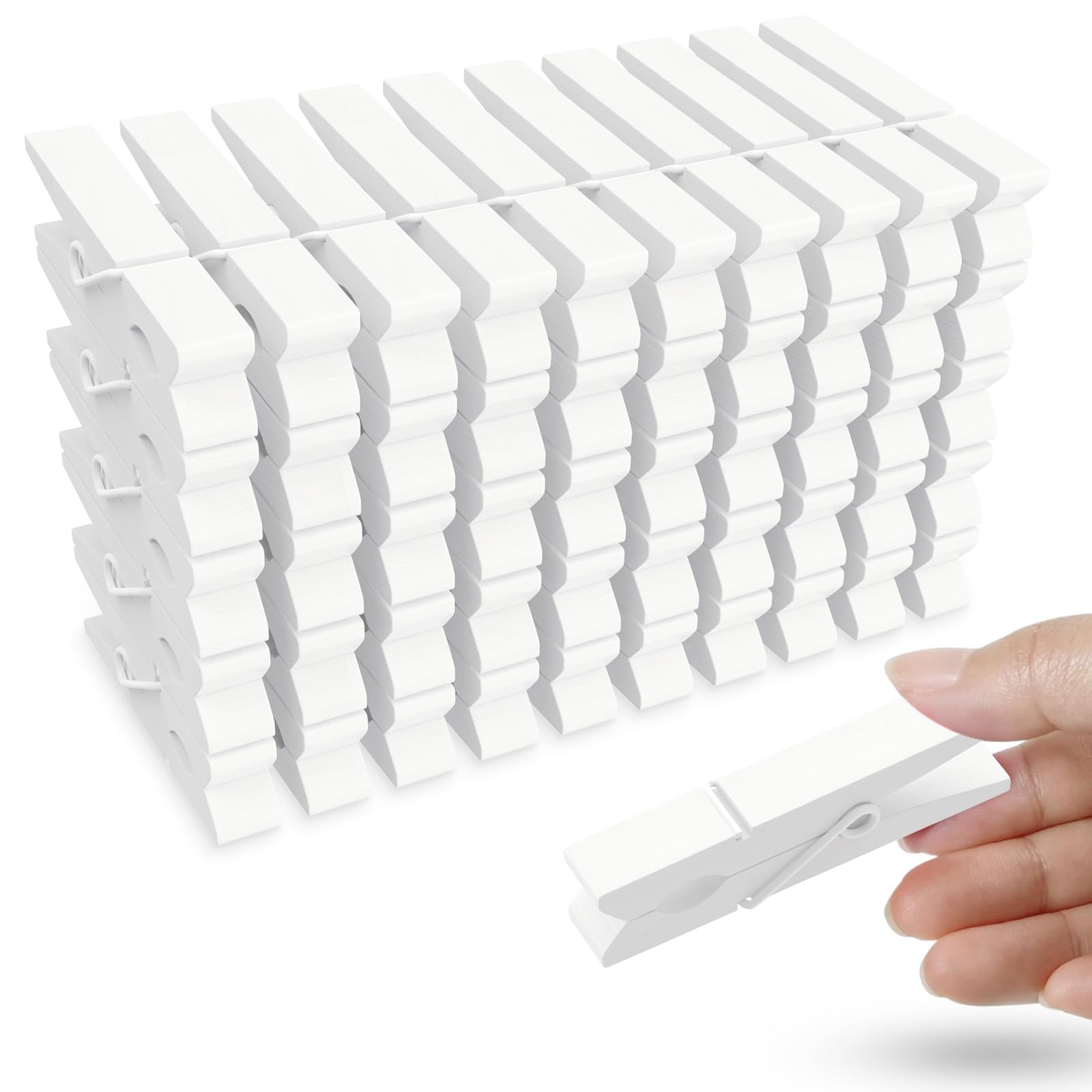 50Pcs Colored Wooden Clothespins, 2.9Inch White Clothes Pins For Clip Pictures Photos Decorative, Small Colorful Wood Decoration