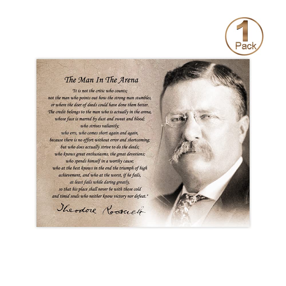 Mega Format The Man In The Arena Theodore Roosevelt Poster Wall Art, Motivational Quote, Inspirational Teddy Roosevelt Poster, T