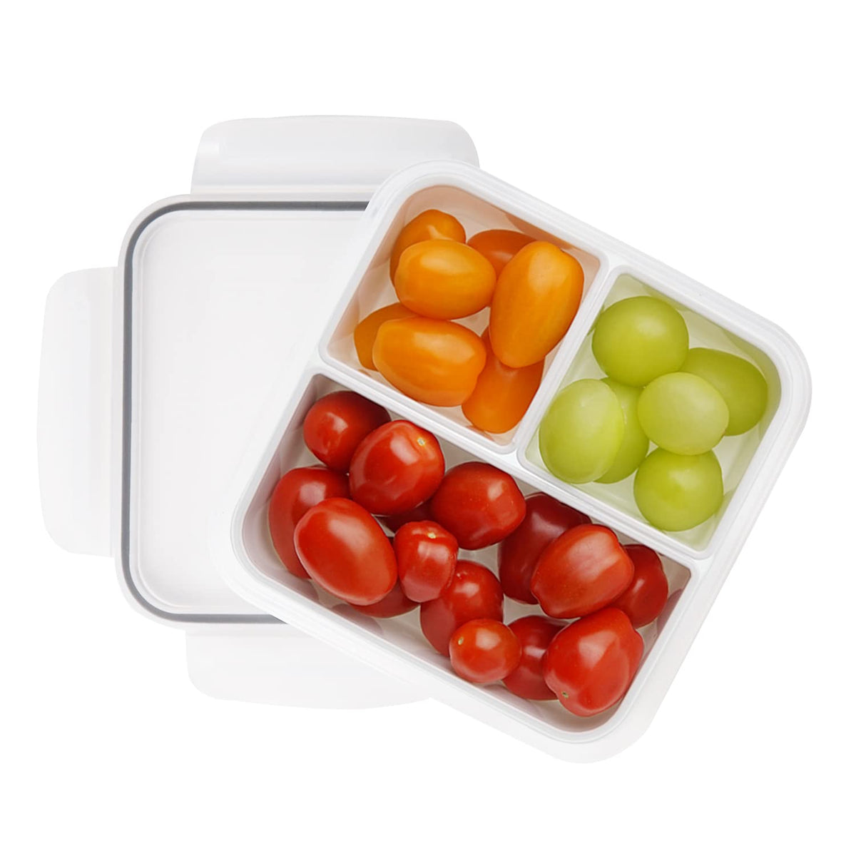 Carrotez Food Storage Containers, 3 Compartment Portion Control Container, Snack Container For Adults, Microwave Safe, Bpa Free,