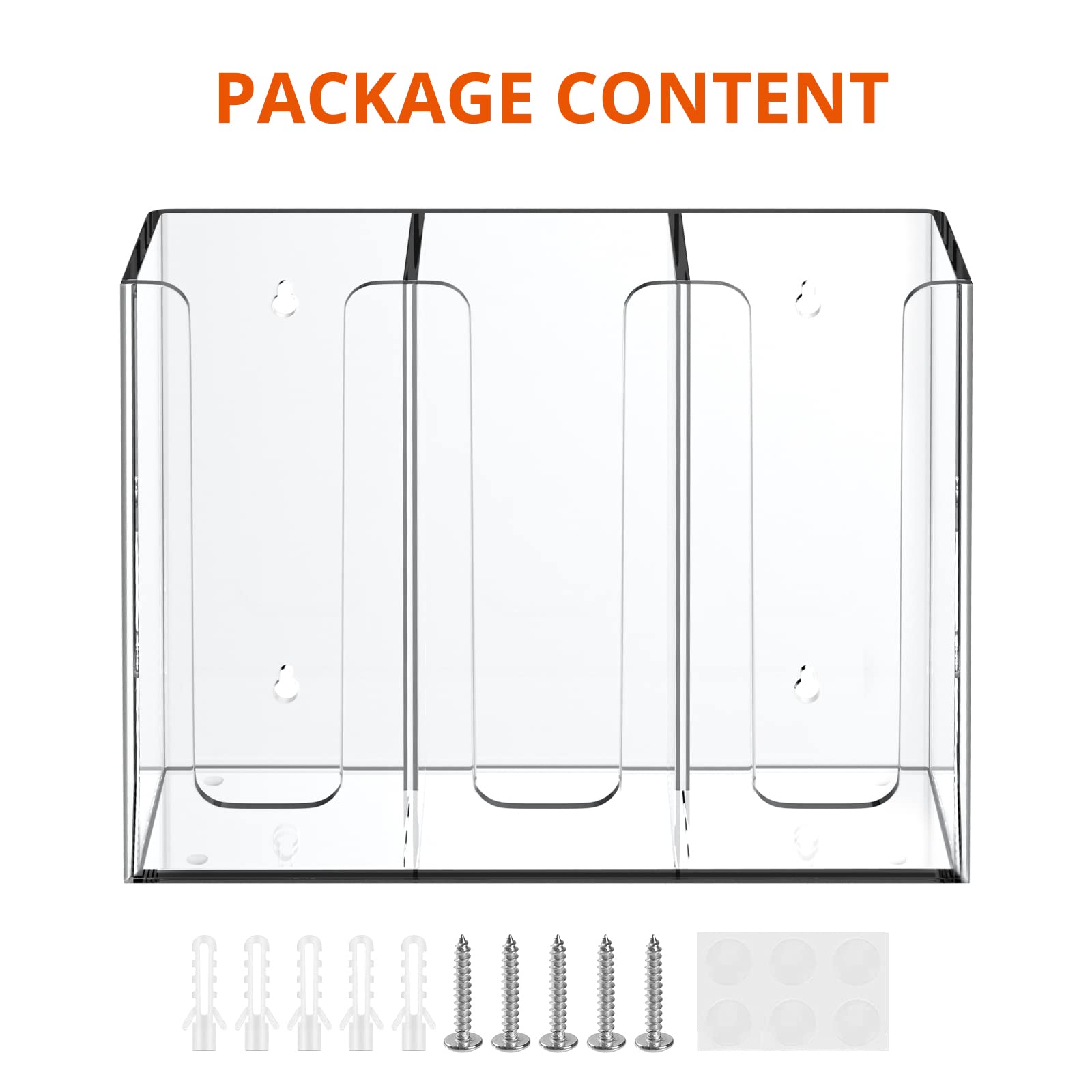 Richboom Acrylic Coffee Cup And Lid Storage Organizer Holder, 3 Compartments, Clear