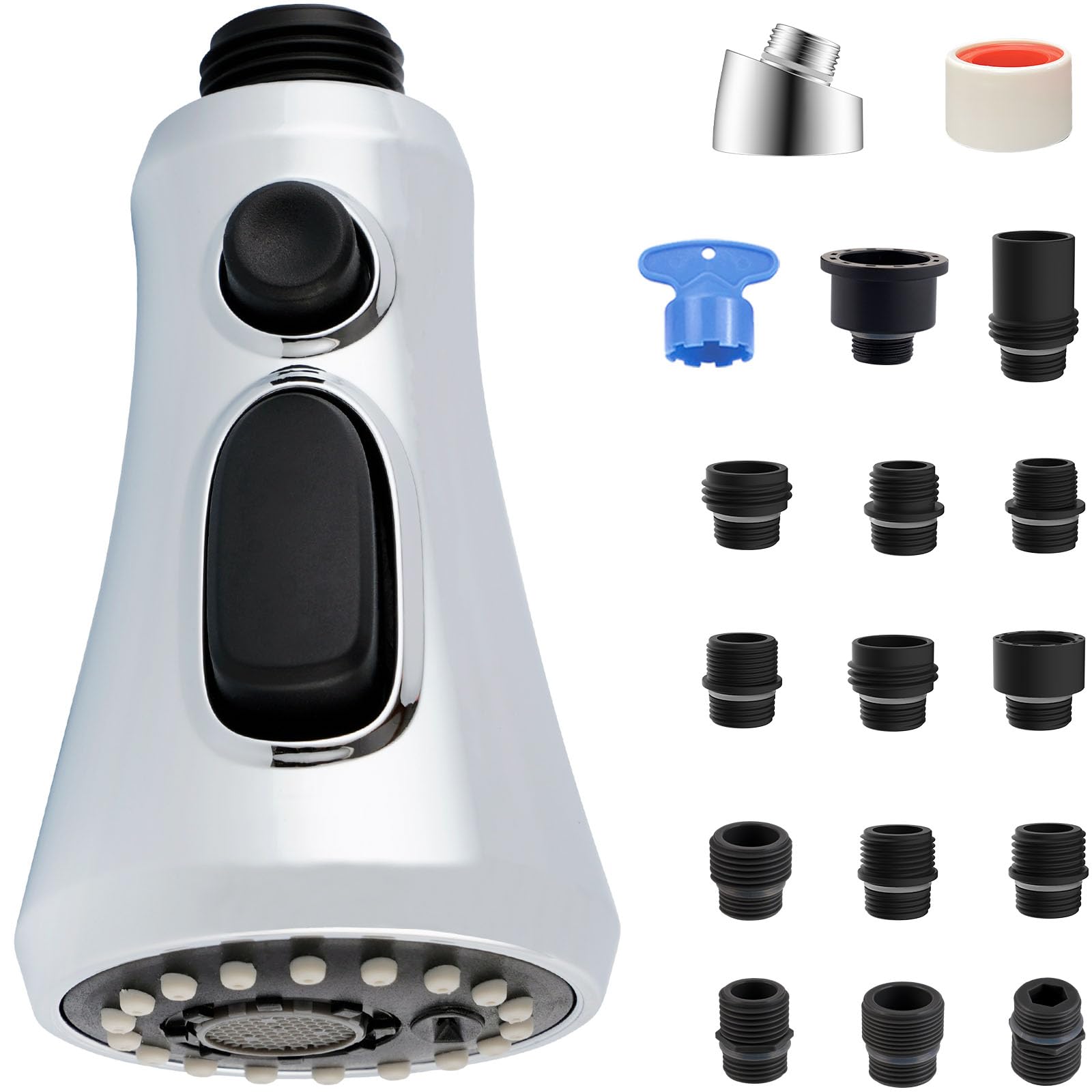 Ifealclear Pull Down Kitchen Faucet Spray Head, 3 Function Anti-Splashing Faucet Head For Kitchen Sink, Kitchen Faucet Head Repl