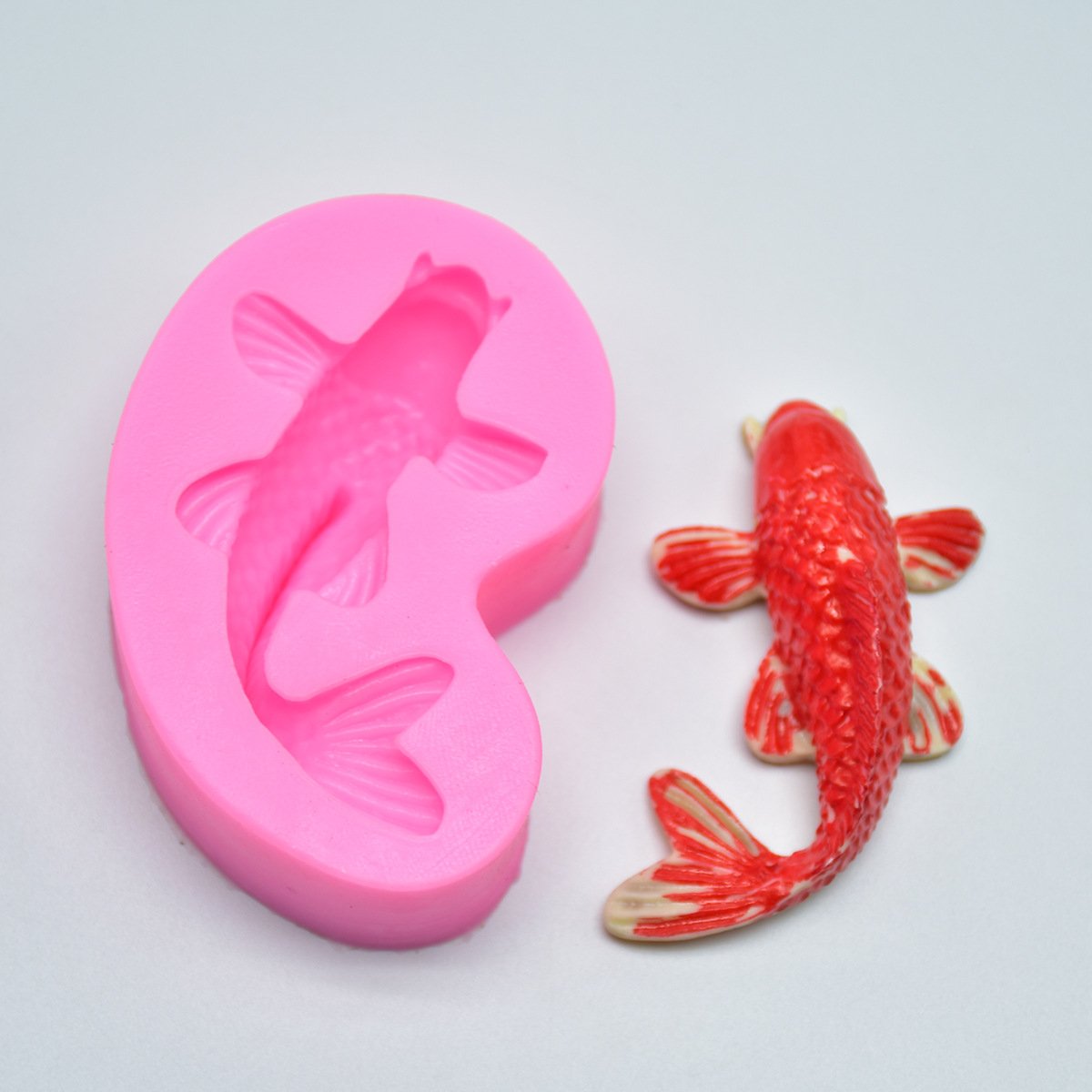 MoldFun Silicone Koi Fish Fondant Mold - Clear, 2.5"x1.4" for Cake/Cupcake Decorating