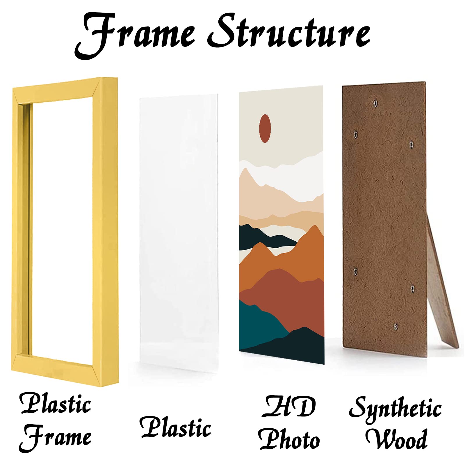 ijuerybai Gold 8x10 Picture Frame Set of 3, High Transparent Frame for 8 By 10 Photo Collage Canvas Poster Size Wall Mount and T