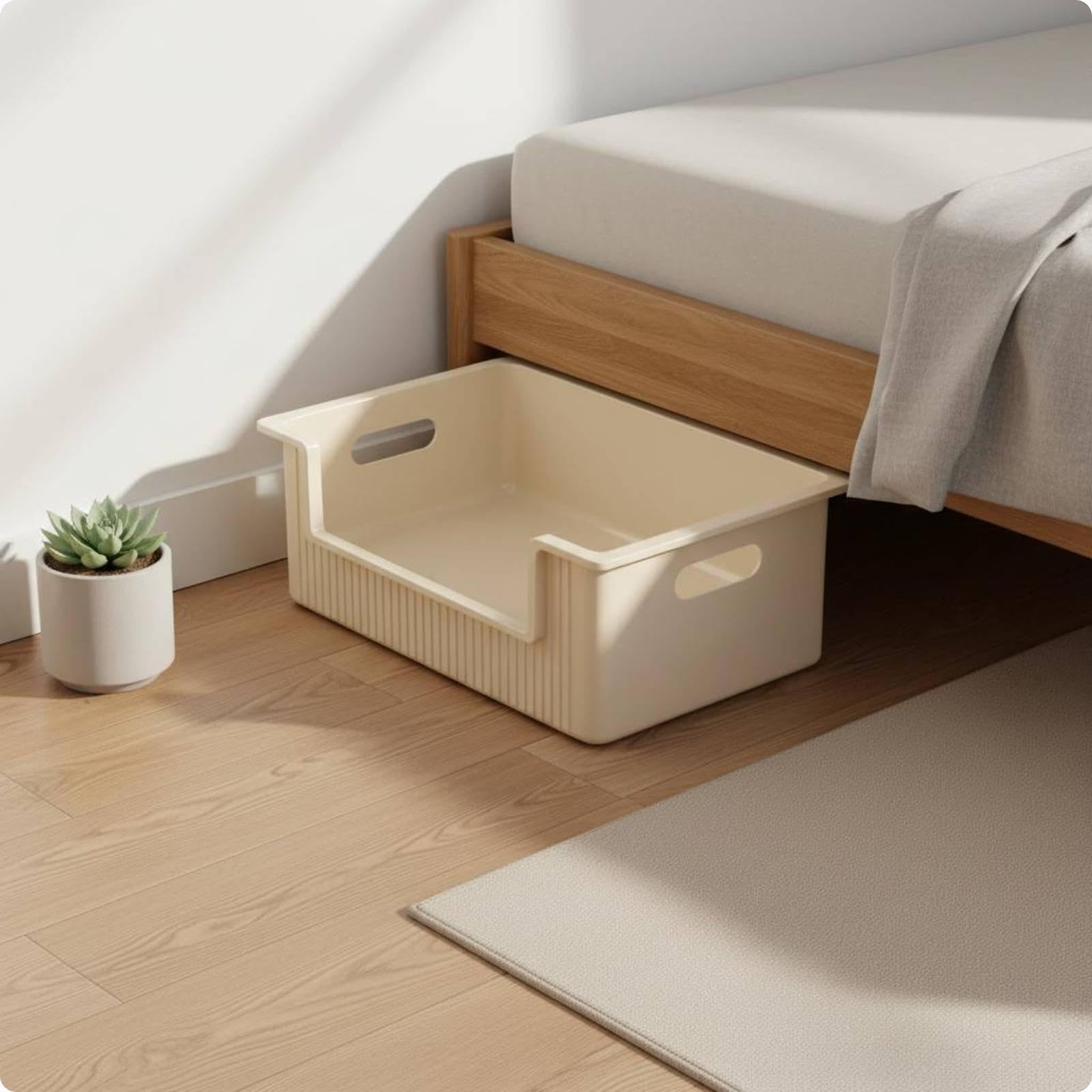 Zelphora 2 Pieces Wheeled Under Bed Organizer With Wheels Bed Under Drawer Bin Easy To Move Underbed Clothes Storage For Small A