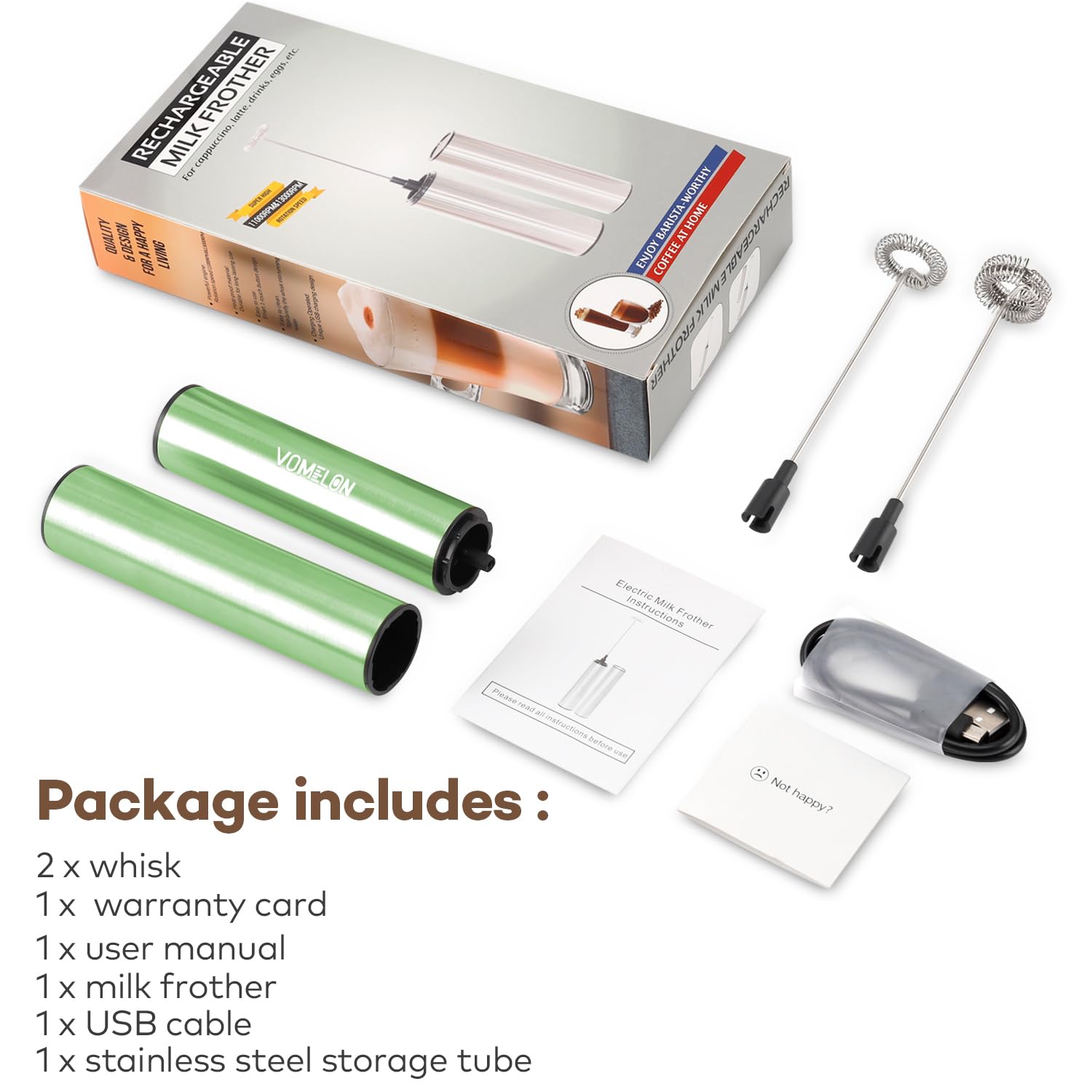 Rechargeable Milk Frother, Electric Coffee Foamer, Handheld Drink Mixer For Latte, Cappuccino, Coffee, Eggs, Hot Chocolate, Prot