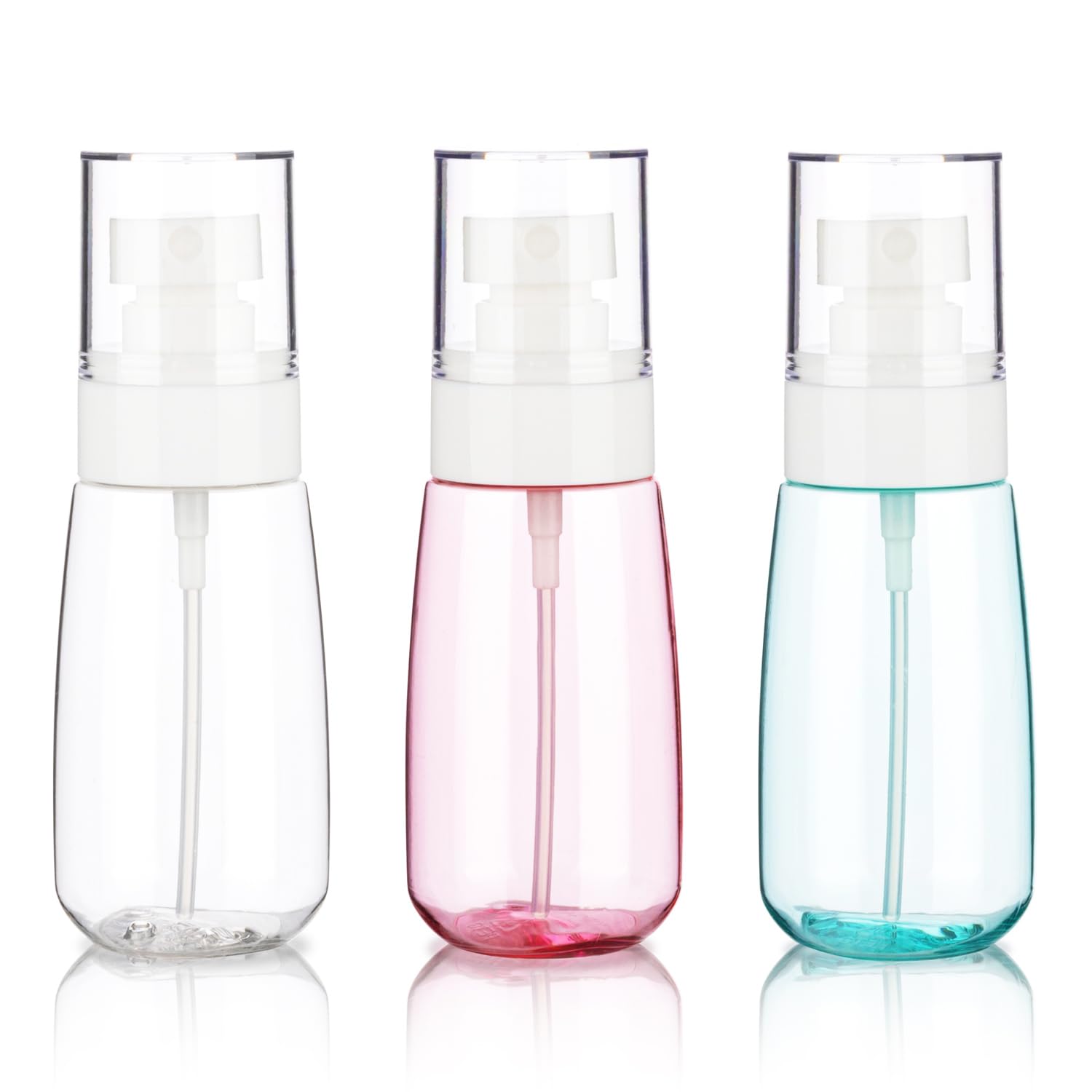 Givitasot 3Pack Small Spray Bottle, 2Oz Mini Spray Bottles, Empty Travel Spray Bottle, Fine Mist Plastic Spray Bottles (Clear+Gr
