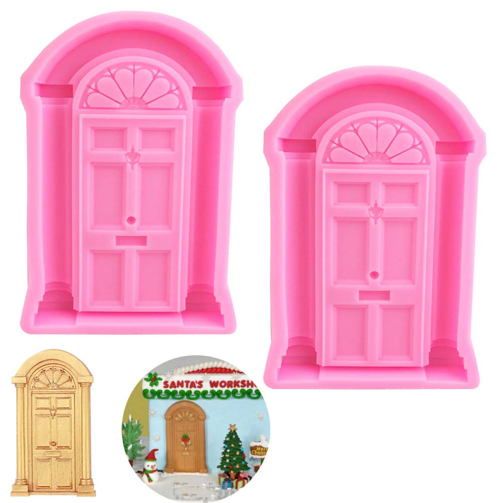 Luckycivia 2 Pack Door Window Silicone Mold, Door Shape Baking Mold For Frame Cakes Border Pattern Fondant Decorating Baking Cho