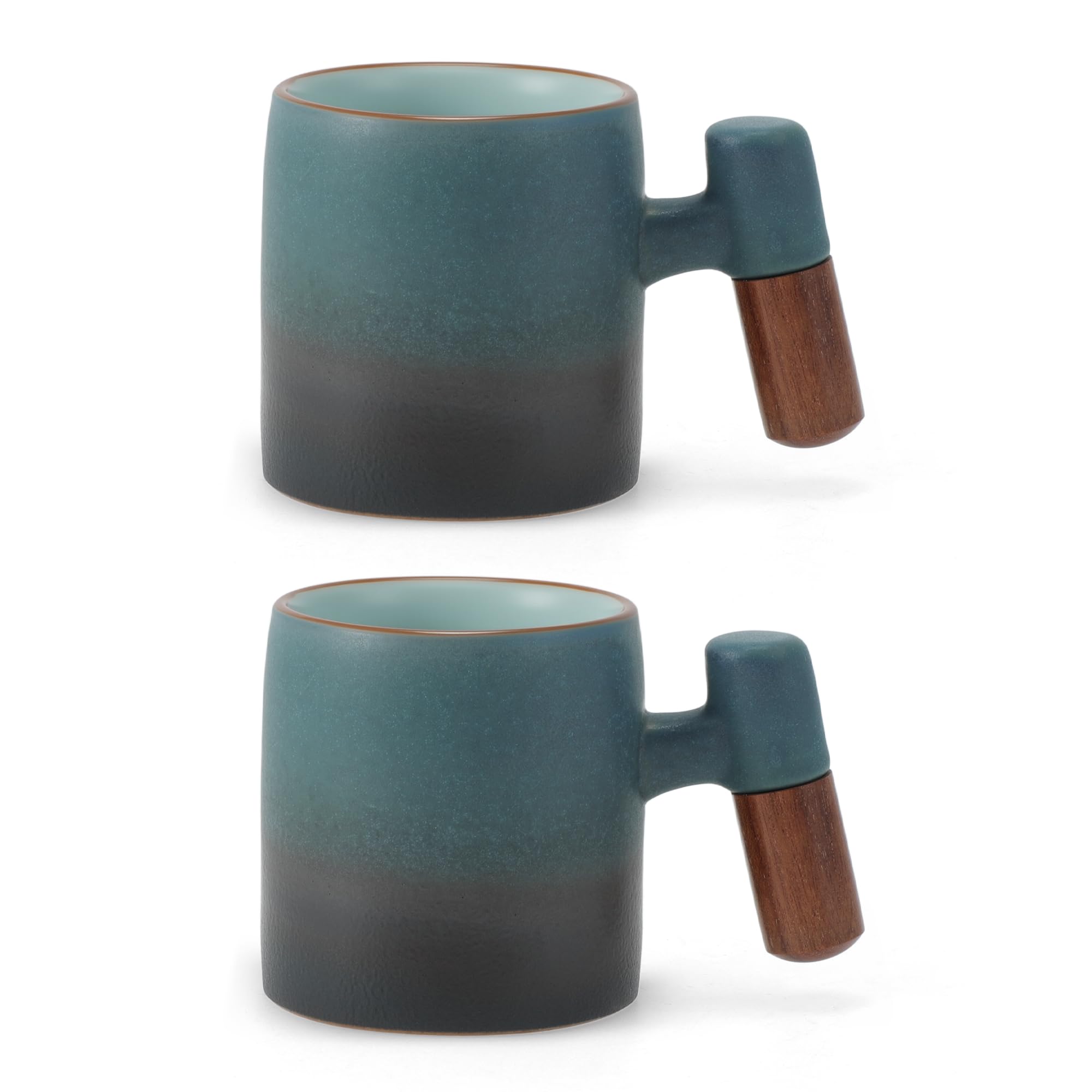 RENEWREVITAL 2.5oz Ceramic Espresso Cups, Black, Blue | Porcelain Espresso Shot Cups Set of 2, Demitasse Cups for Coffee or Tea