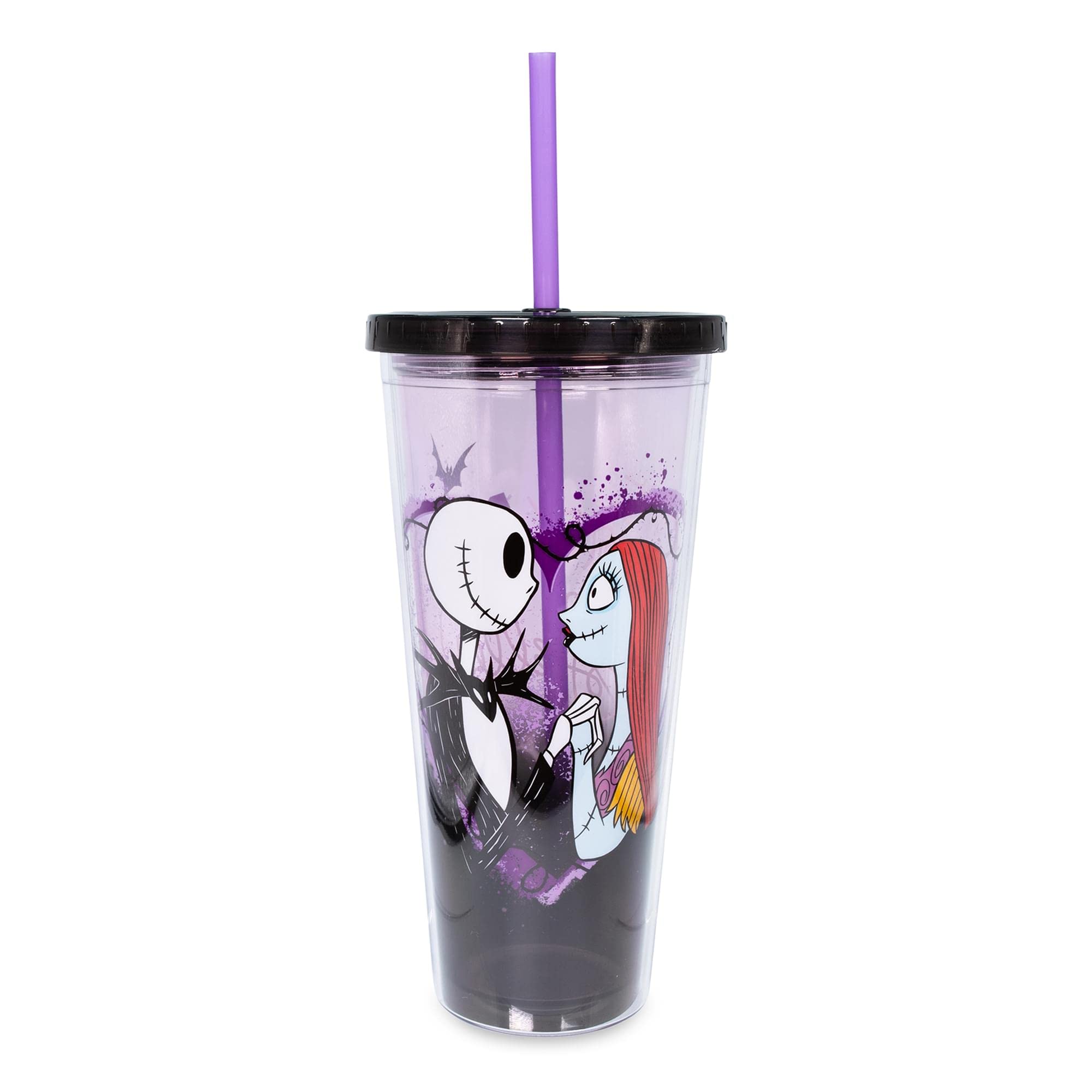 Disney The Nightmare Before Christmas 24-Ounce Carnival Cup With Reusable Straw And Leakproof Lid | Plastic Cold Cup For Boba Mi