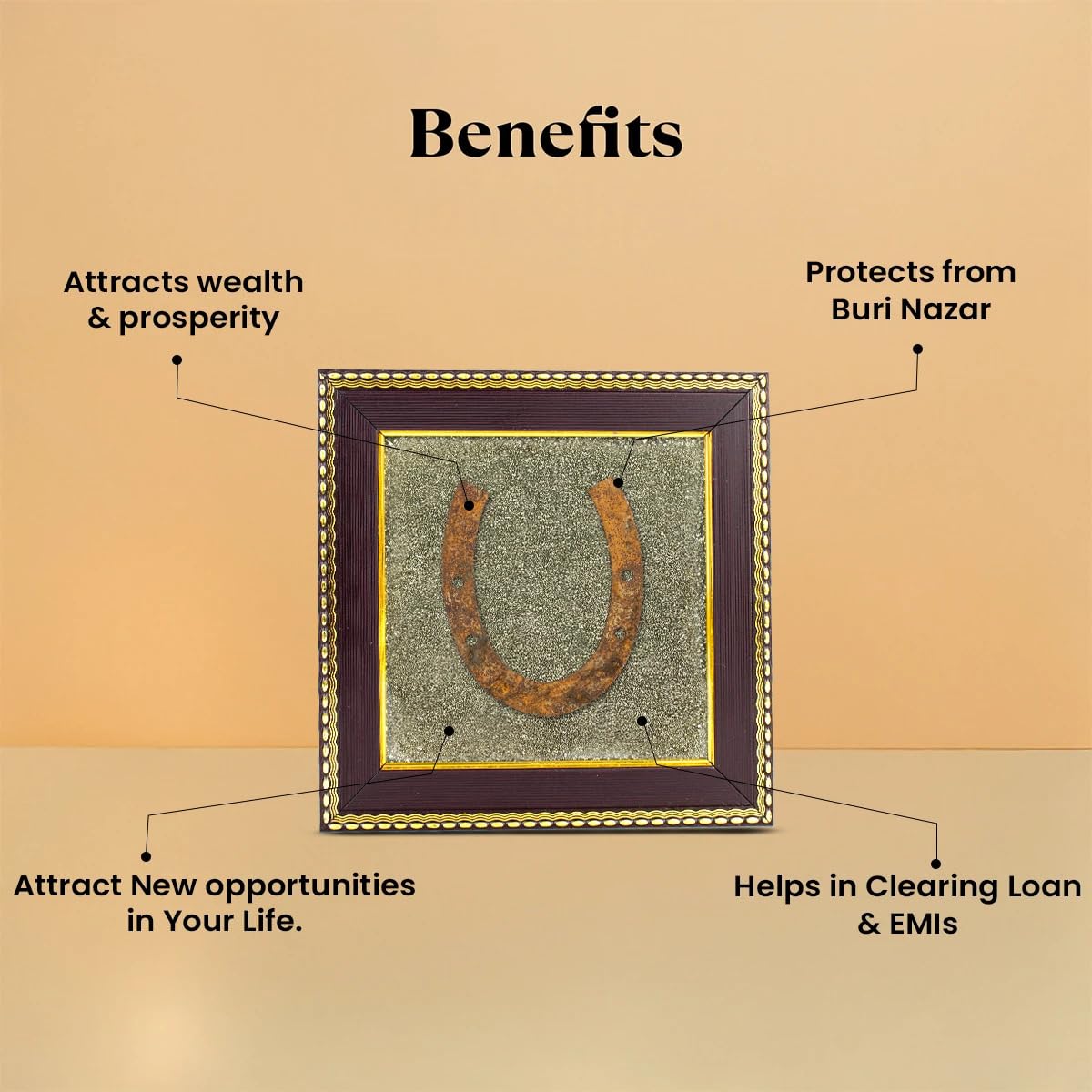 Astrotalk Ghode Ki Naal on Raw Pyrite Frame | Vastu Decorative Item for Home & Office | Attracts Wealth, Luck & Prosperity | Home Decor & Wall Decor Items for Living Room | Gift for Man & Woman