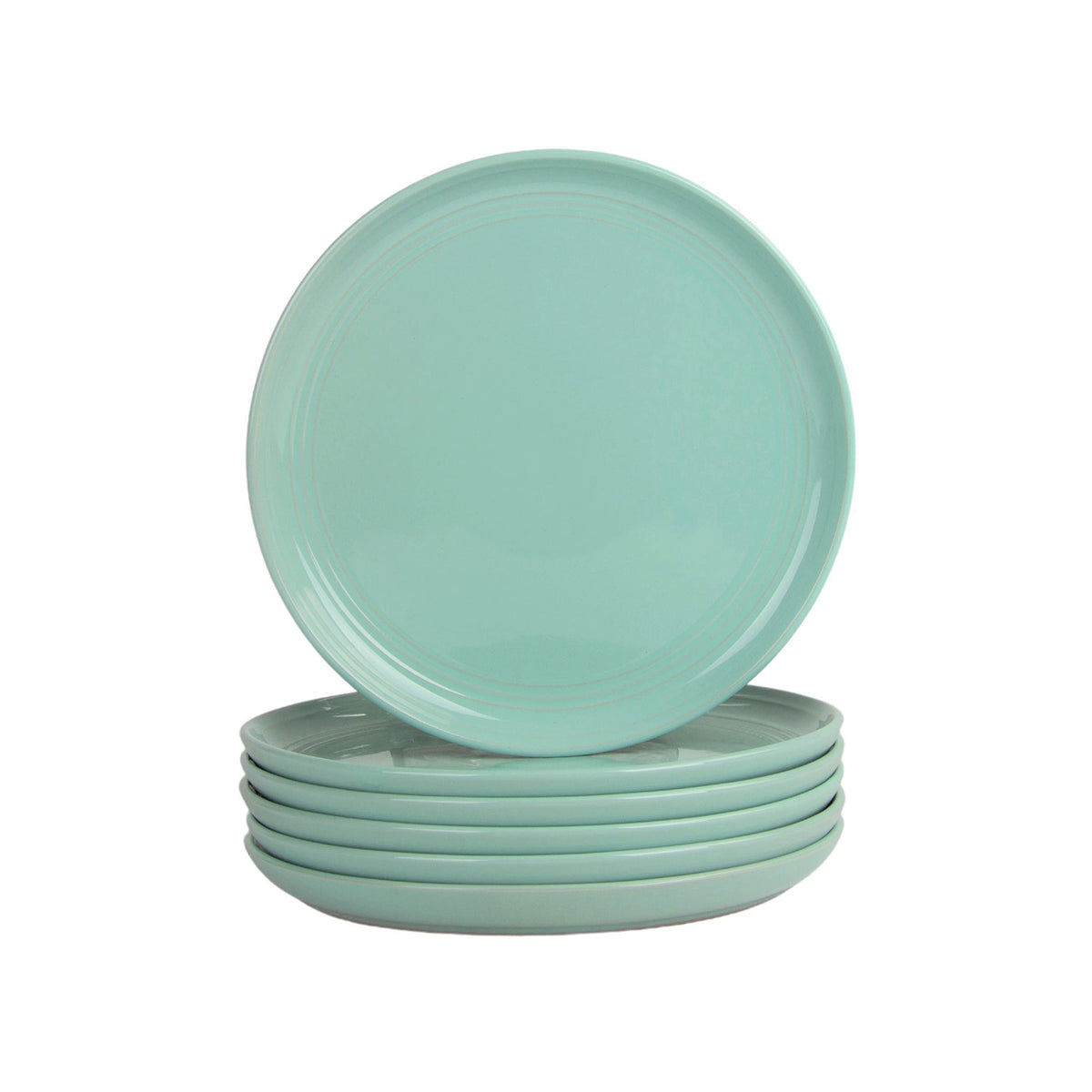 Double Line 8.25'' Salad Plate, Set Of 6, Seafoam
