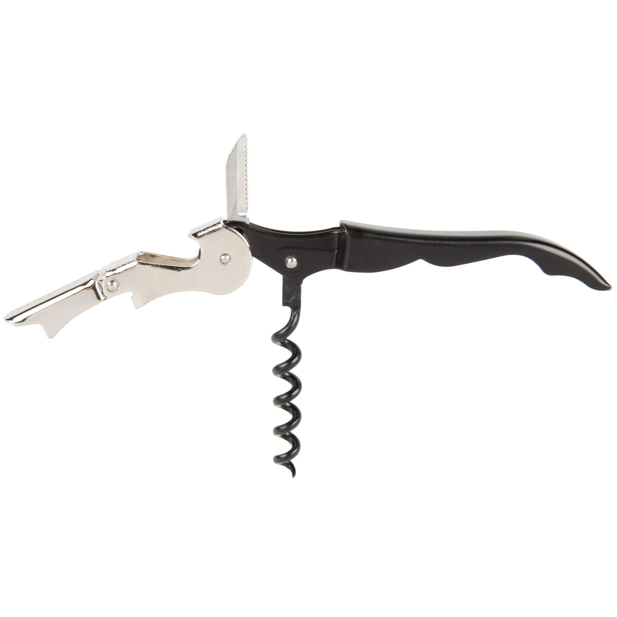 Pulltap's Double-Hinged Waiters Corkscrew  Black and Stainless Steel