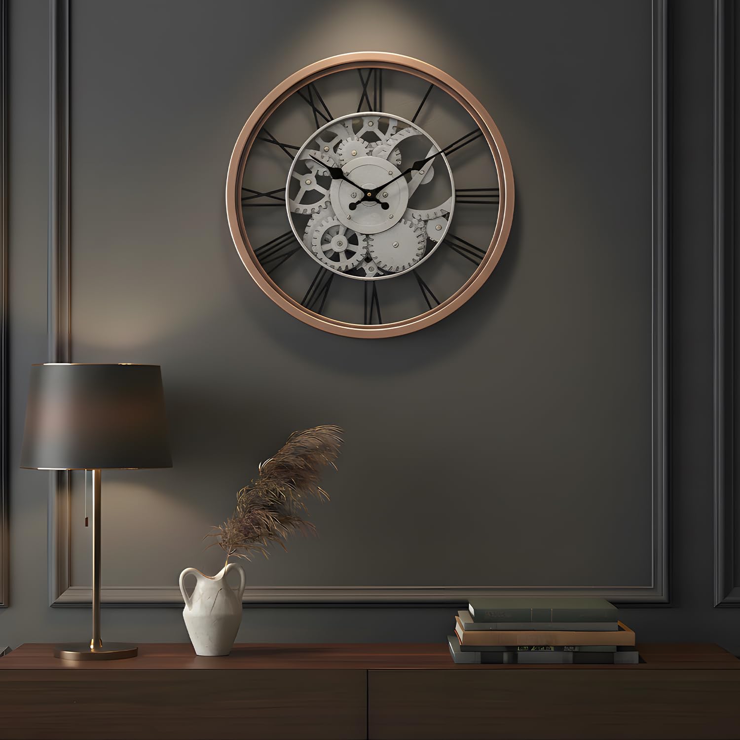 Amazon Basics Plastic Wall Clock With Chrome Finish, Skeleton Dial Design, Lightweight & Durable, 30.5 Cm Diameter X 4.3 Cm Widt