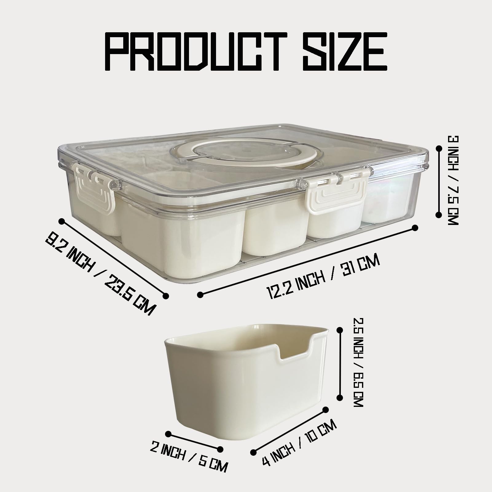 Aektby Snackle Box Charcuterie Container | Divided Serving Tray With Lid And Handle | Portable Snack Tray | Clear Snack Organize
