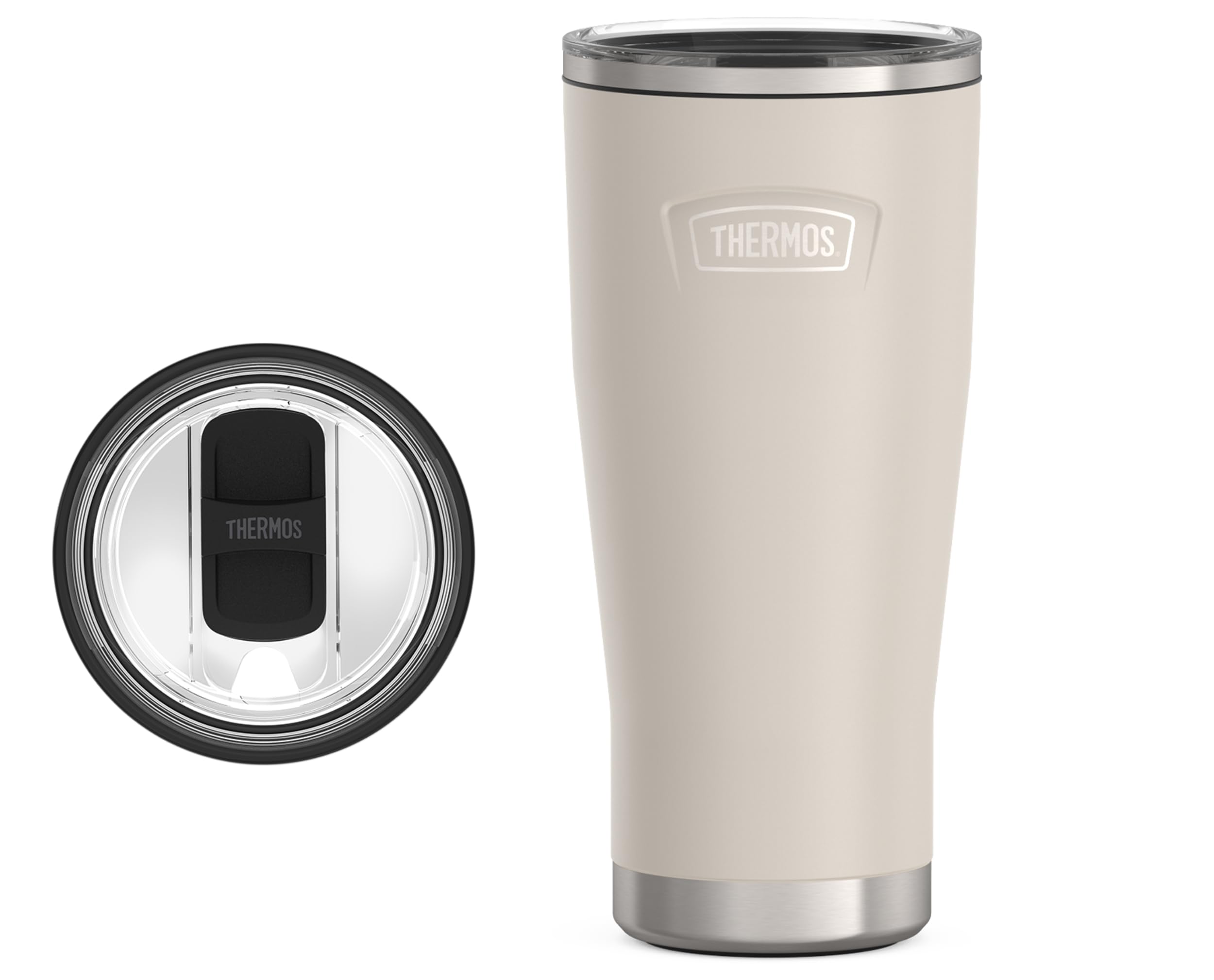 Thermos Icon Series Stainless Steel Cold Tumbler With Slide Lock, 24 Ounce, Sandstone