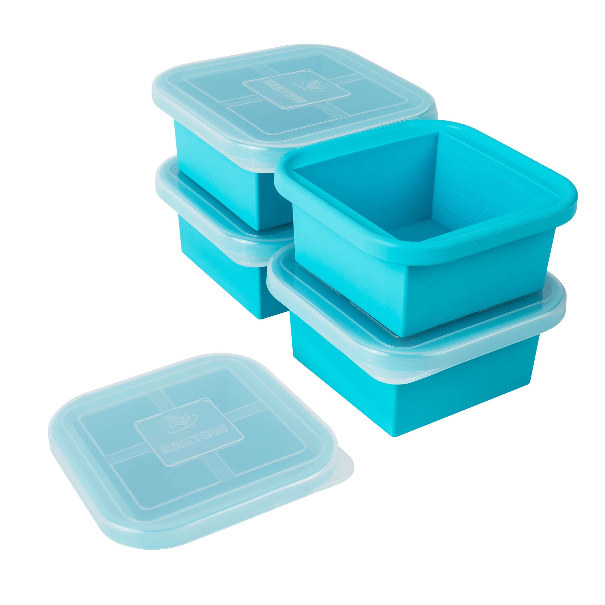 Silicone Freezing Tray With Lid - 2-Cup 4 Pack Freezer Containers,Make 1 Perfect Freezing,Storing Soups, Foods, Stews, Dips Or S
