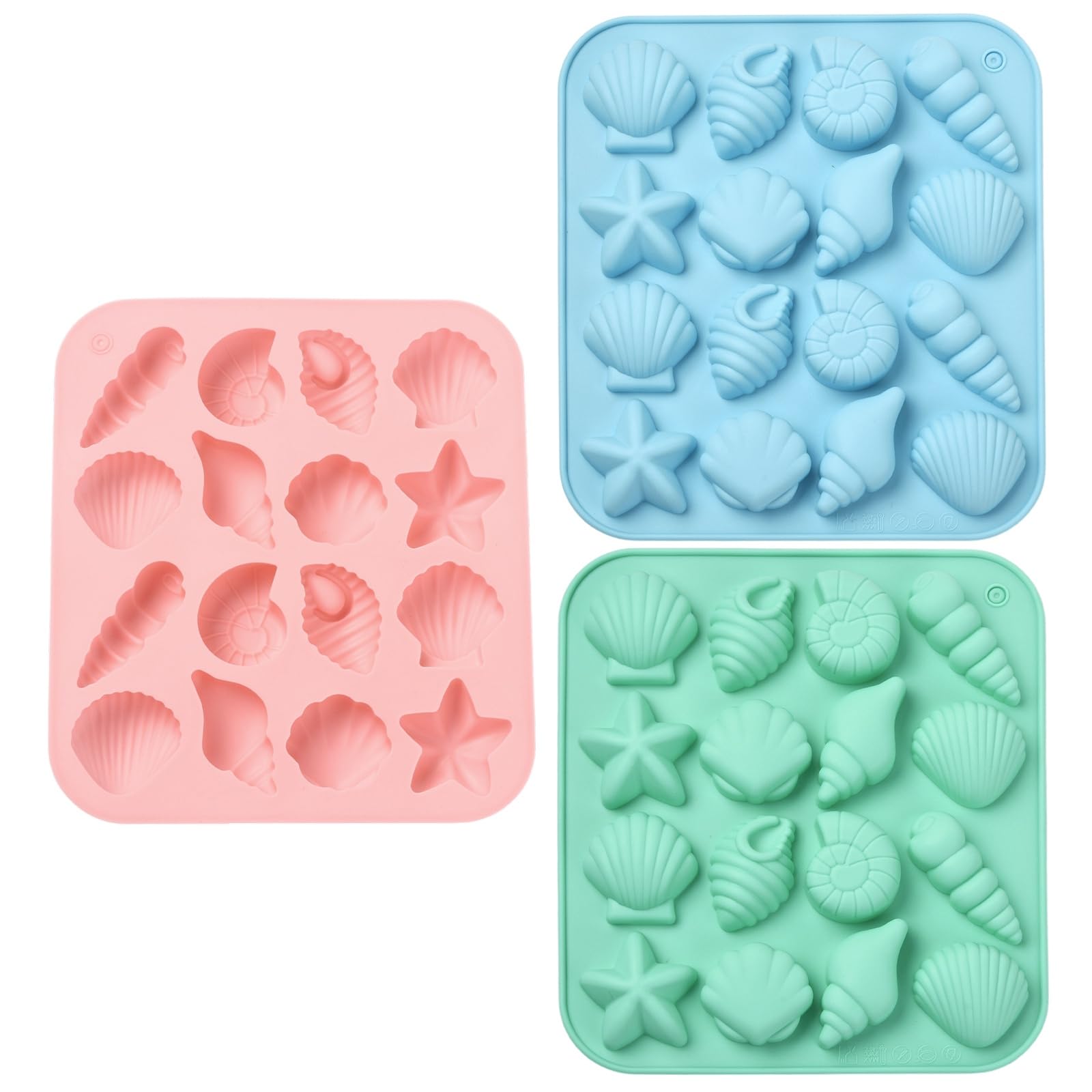 UR URLIFEHALL 3 pcs Marine Themed Silicone Molds Starfish Conch Shell Fondant Molds for Chocolate Bread Cake Candy Pudding Butte