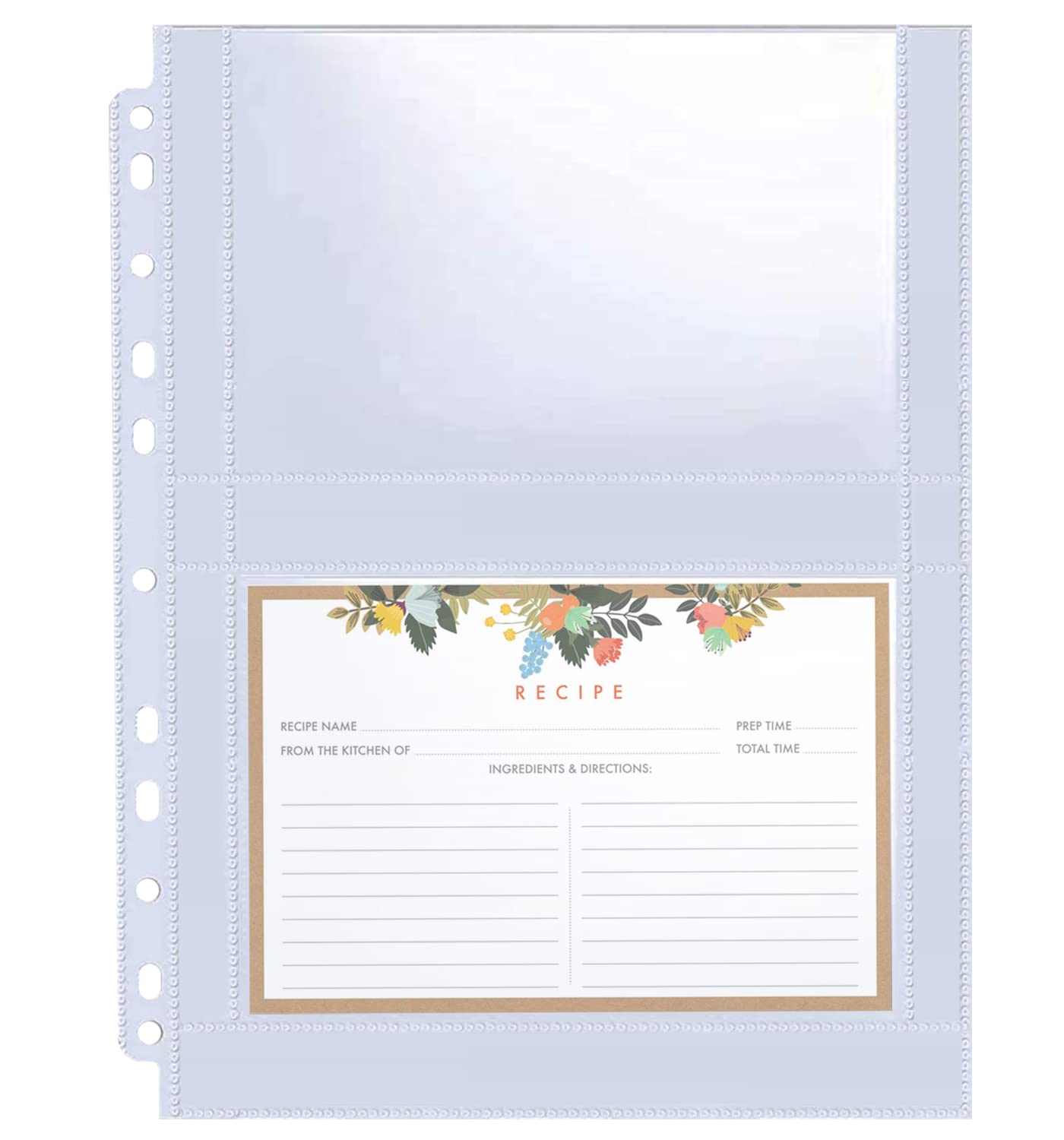 30 Pack 120 Pockets 4X6 Recipe Card Sleeves,3 Ring Binder Recipe Card Protector Pages,Double Sided 2 Pocket Refill Sheets For Re