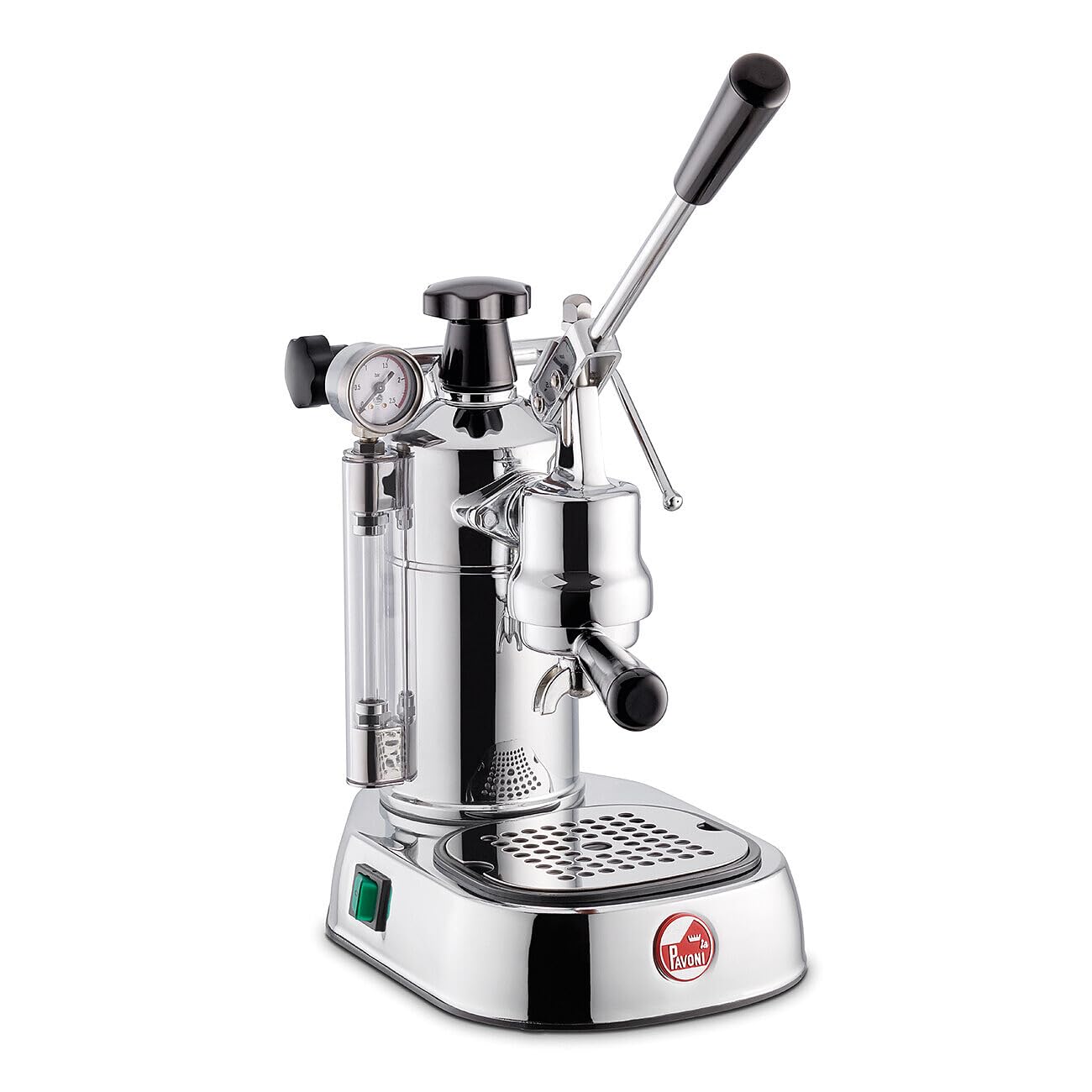 La Pavoni PC-16 Professional Espresso Machine - 16-Cup Capacity Lever Espresso Maker - Chrome Finish- Solid Brass 38oz Boiler - 